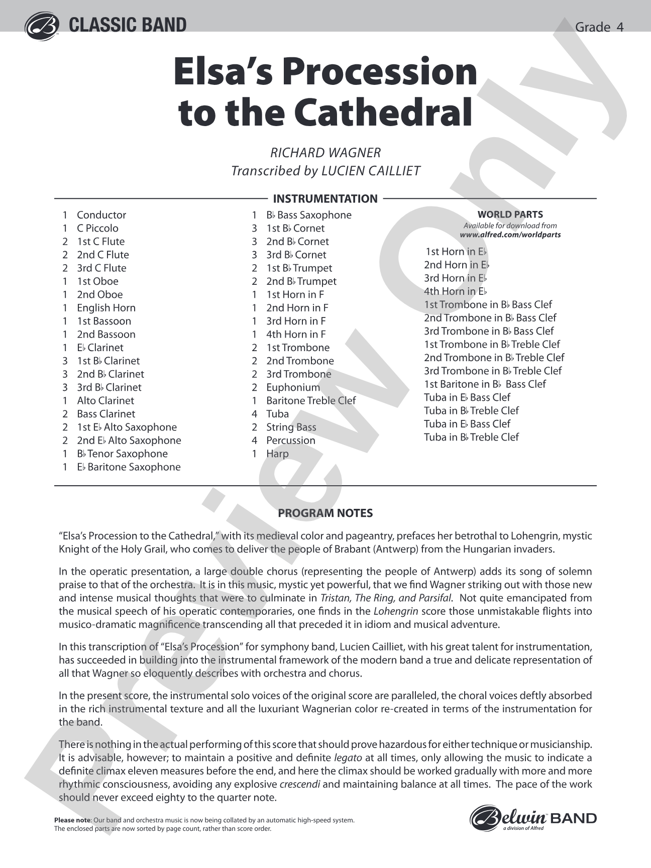 Elsa's Procession to the Cathedral: Concert Band Conductor Score & Parts