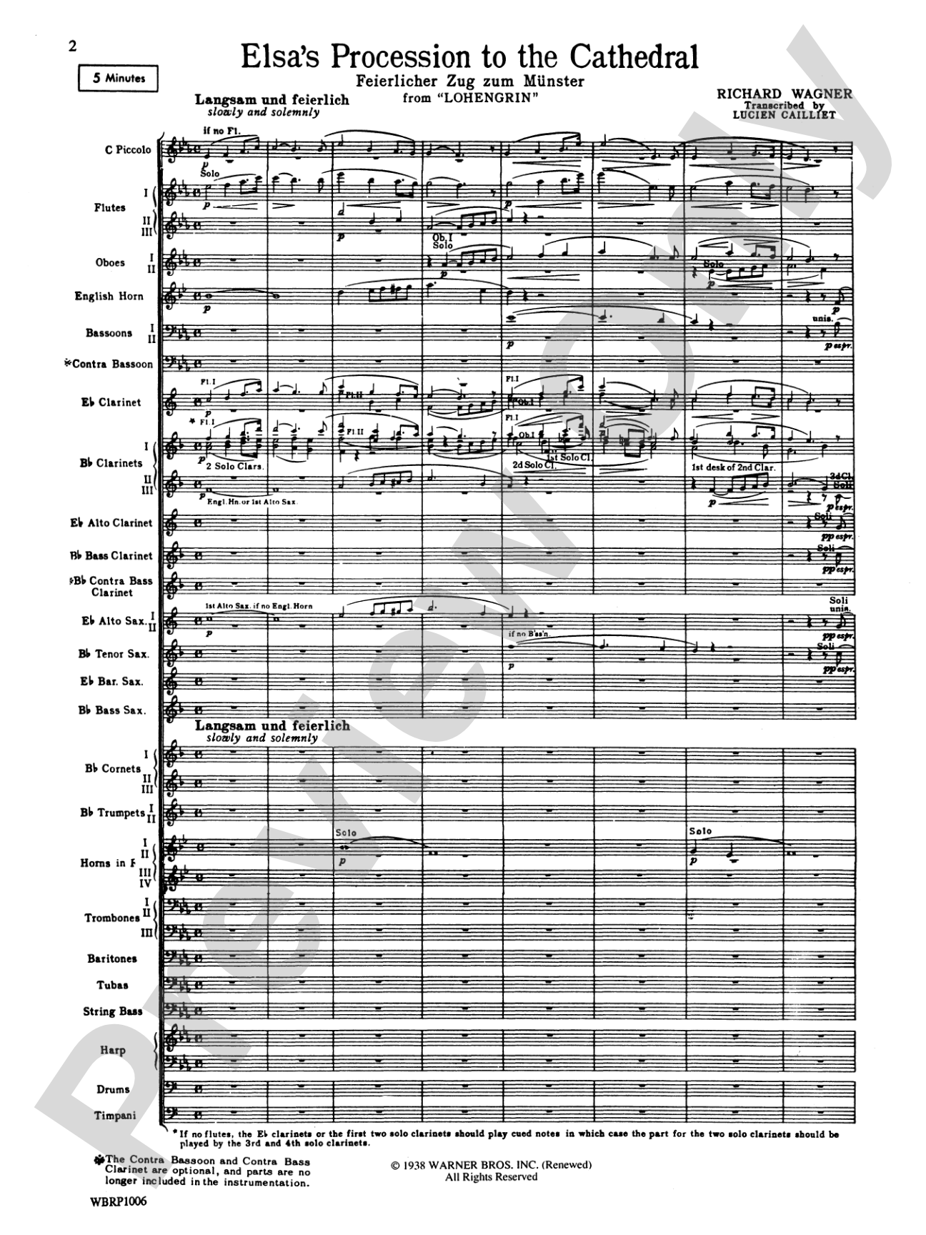 Elsa's Procession to the Cathedral: Concert Band Conductor Score & Parts