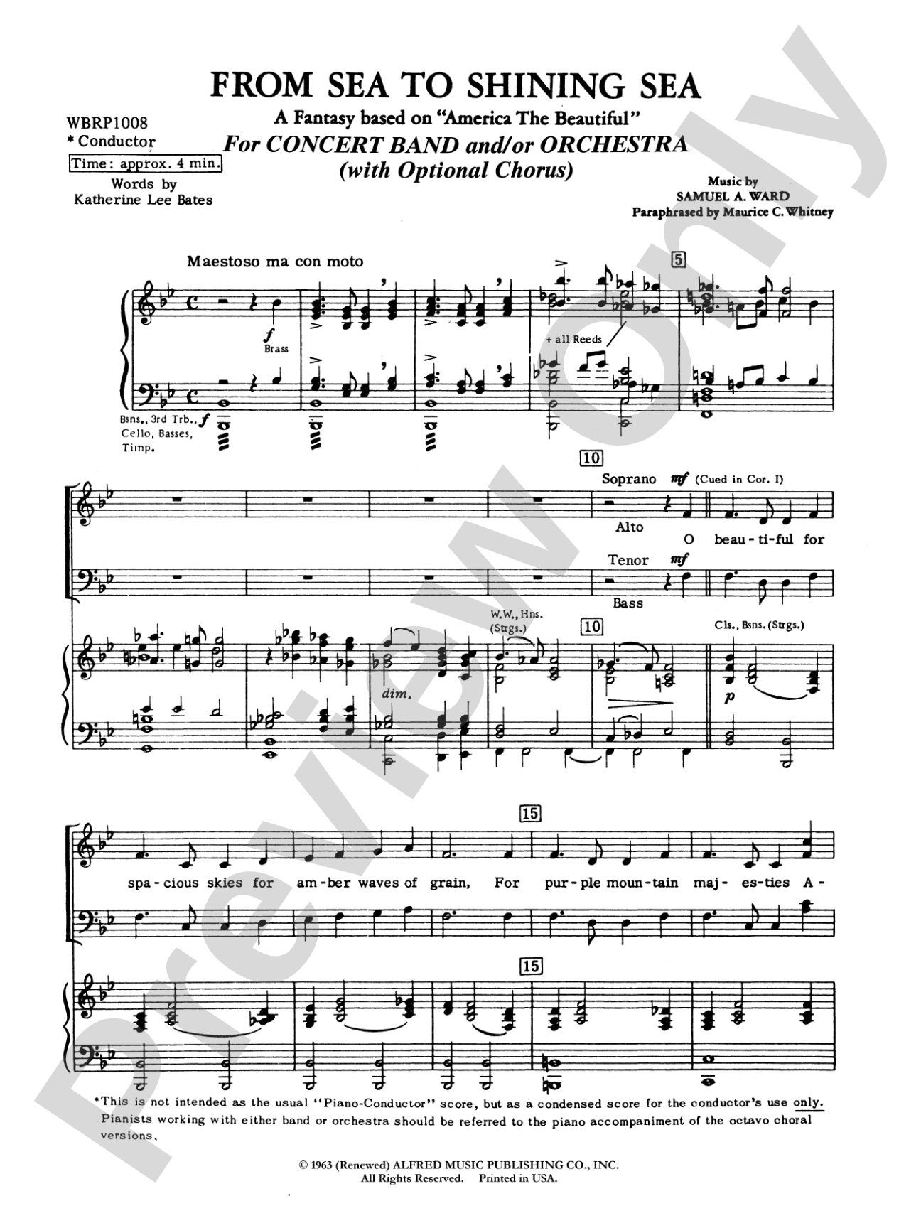 From Sea to Shining Sea (A Fantasy Based on "America the Beautiful"): Score