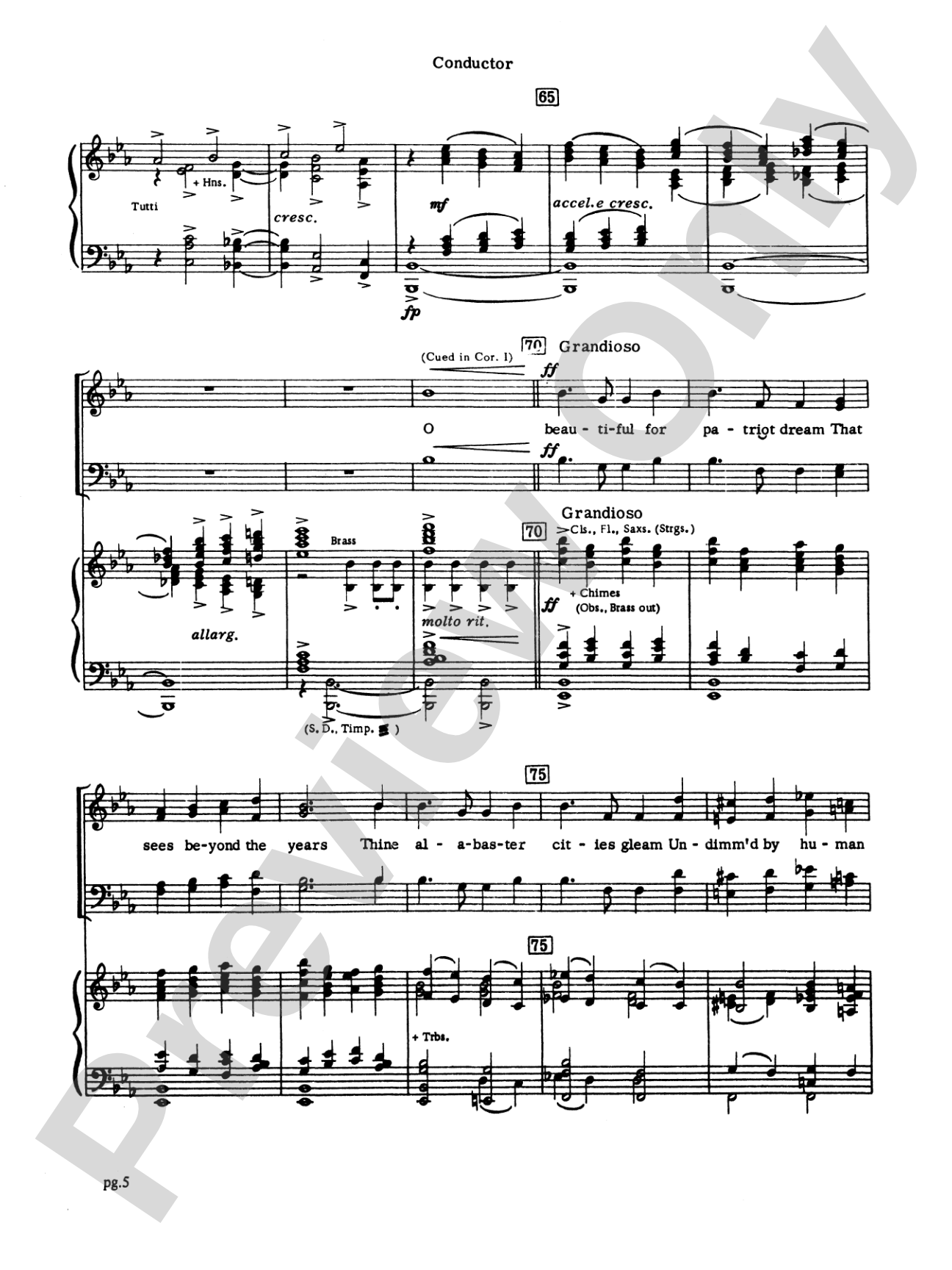 From Sea to Shining Sea (A Fantasy Based on "America the Beautiful"): Score