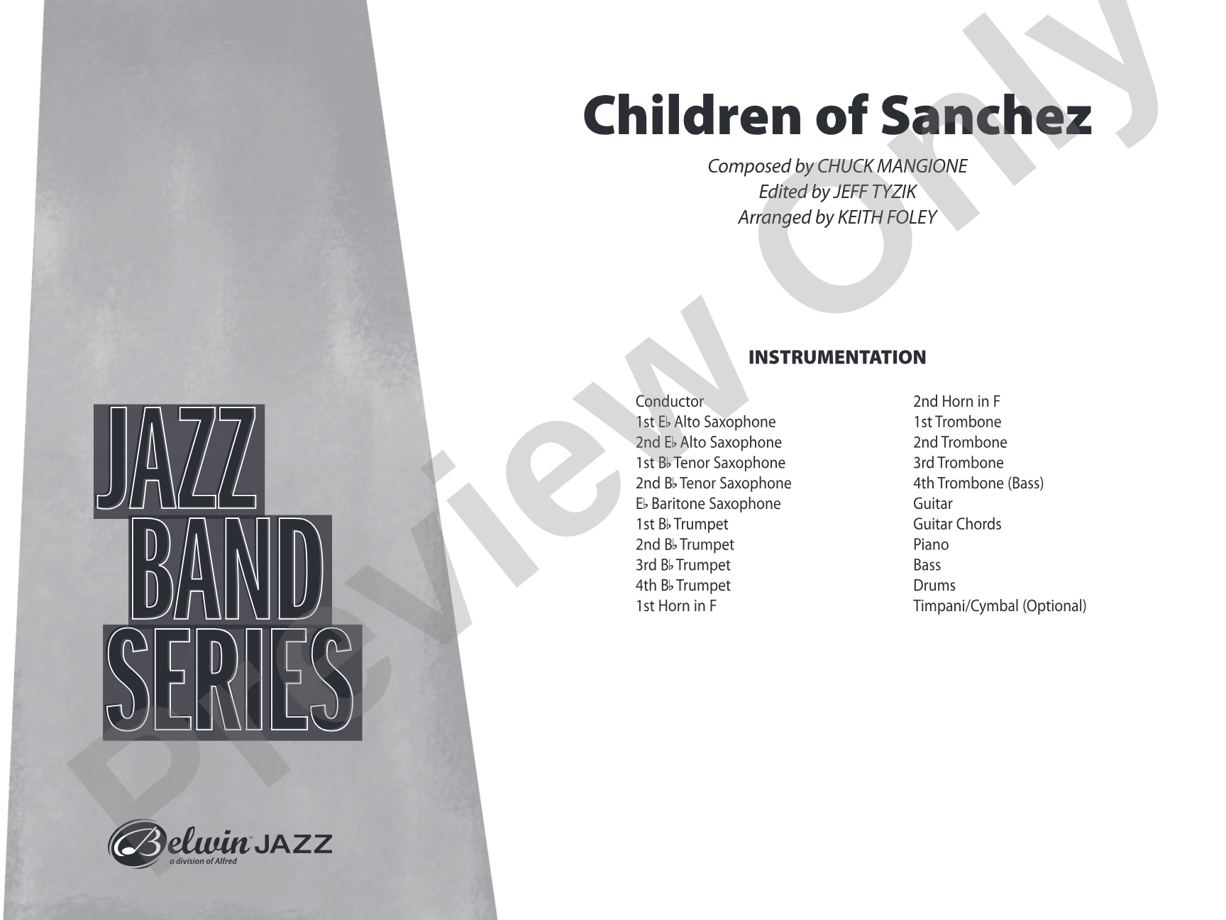 Children of Sanchez: Jazz Ensemble Conductor Score & Parts