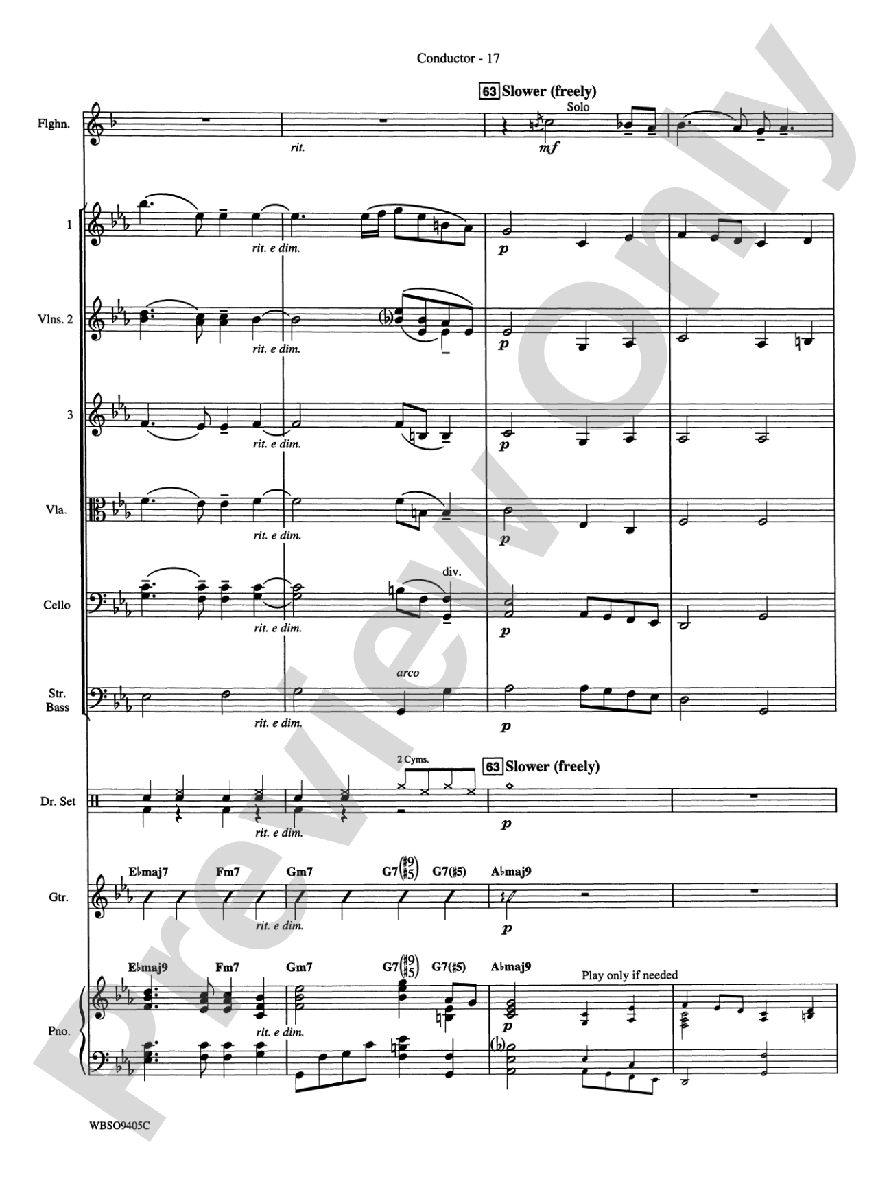 Embraceable You (featuring Flugelhorn Solo with Strings): String Orchestra Conductor Score & Parts
