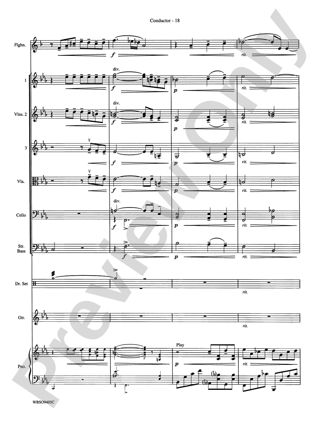 Embraceable You (featuring Flugelhorn Solo with Strings): String Orchestra Conductor Score & Parts