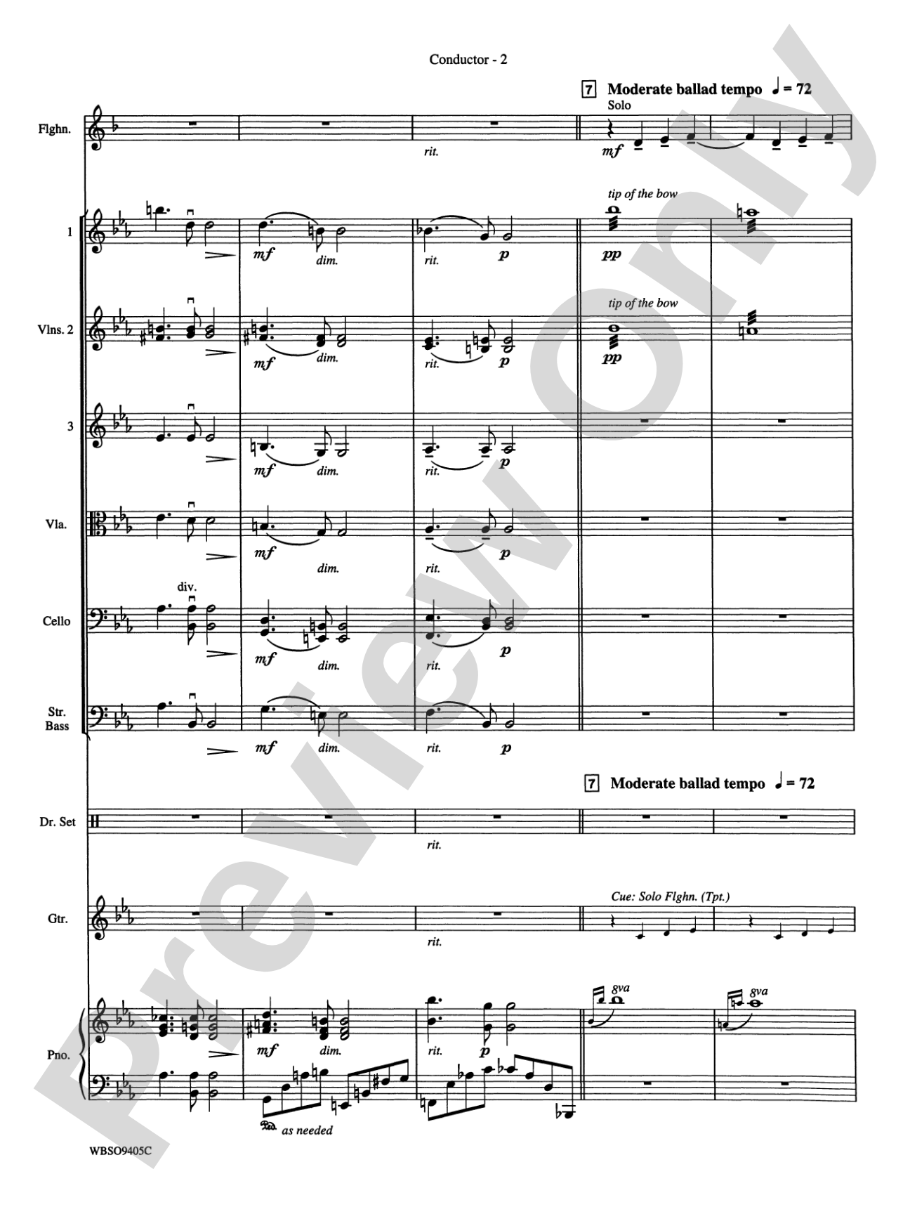 Embraceable You (featuring Flugelhorn Solo with Strings): String Orchestra Conductor Score & Parts