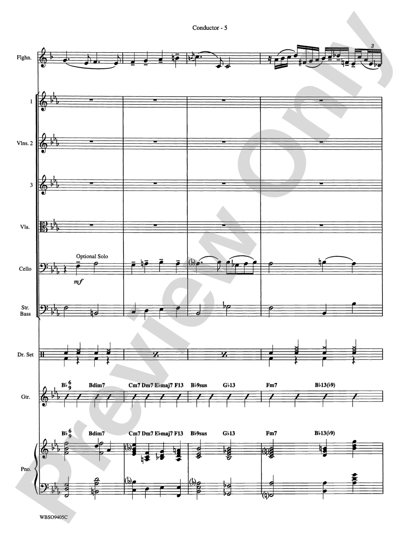 Embraceable You (featuring Flugelhorn Solo with Strings): String Orchestra Conductor Score & Parts