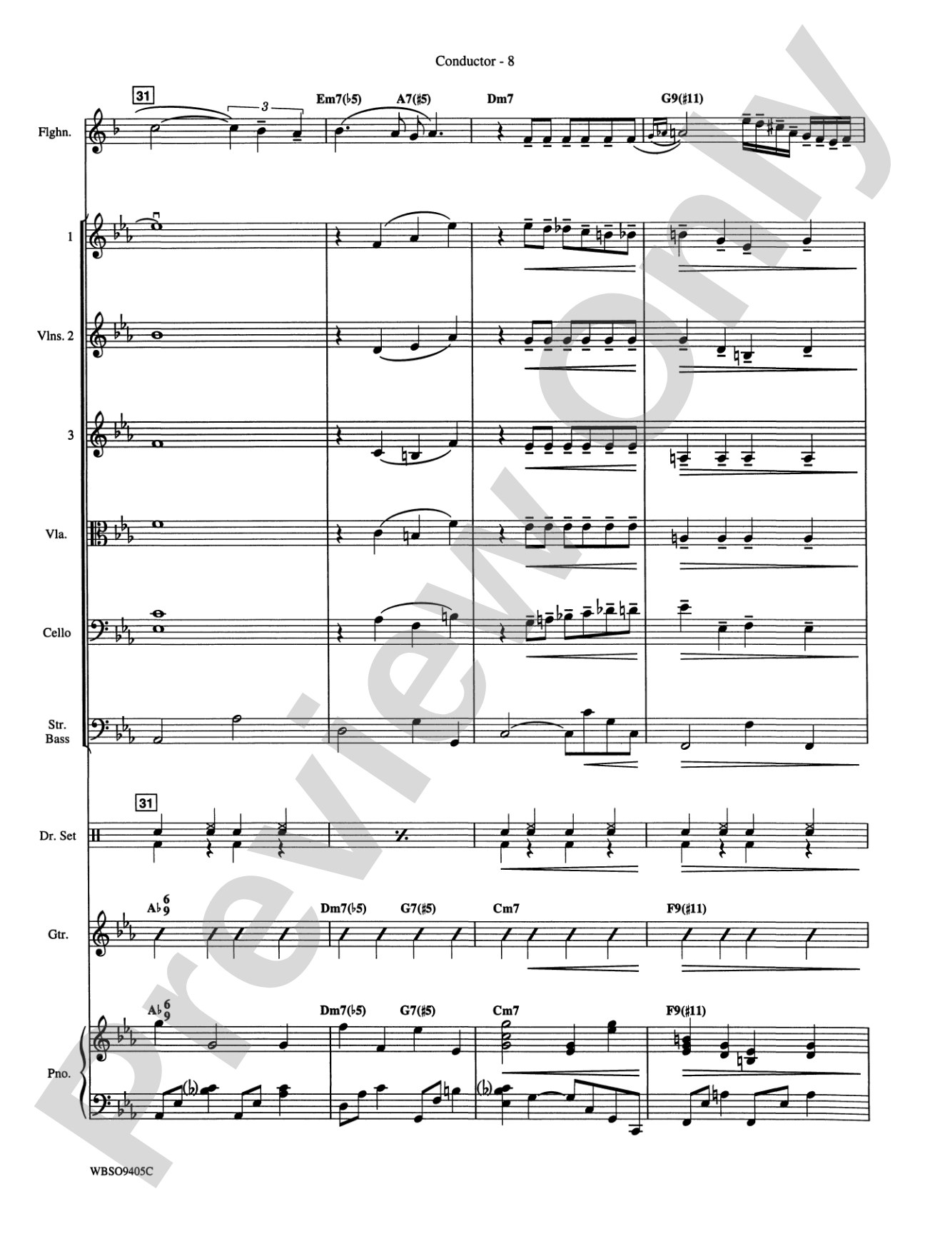 Embraceable You (featuring Flugelhorn Solo with Strings): String Orchestra Conductor Score & Parts