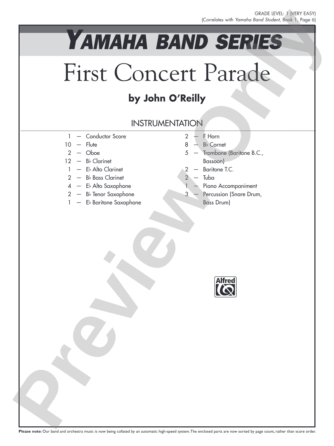 First Concert Parade: Concert Band Conductor Score & Parts