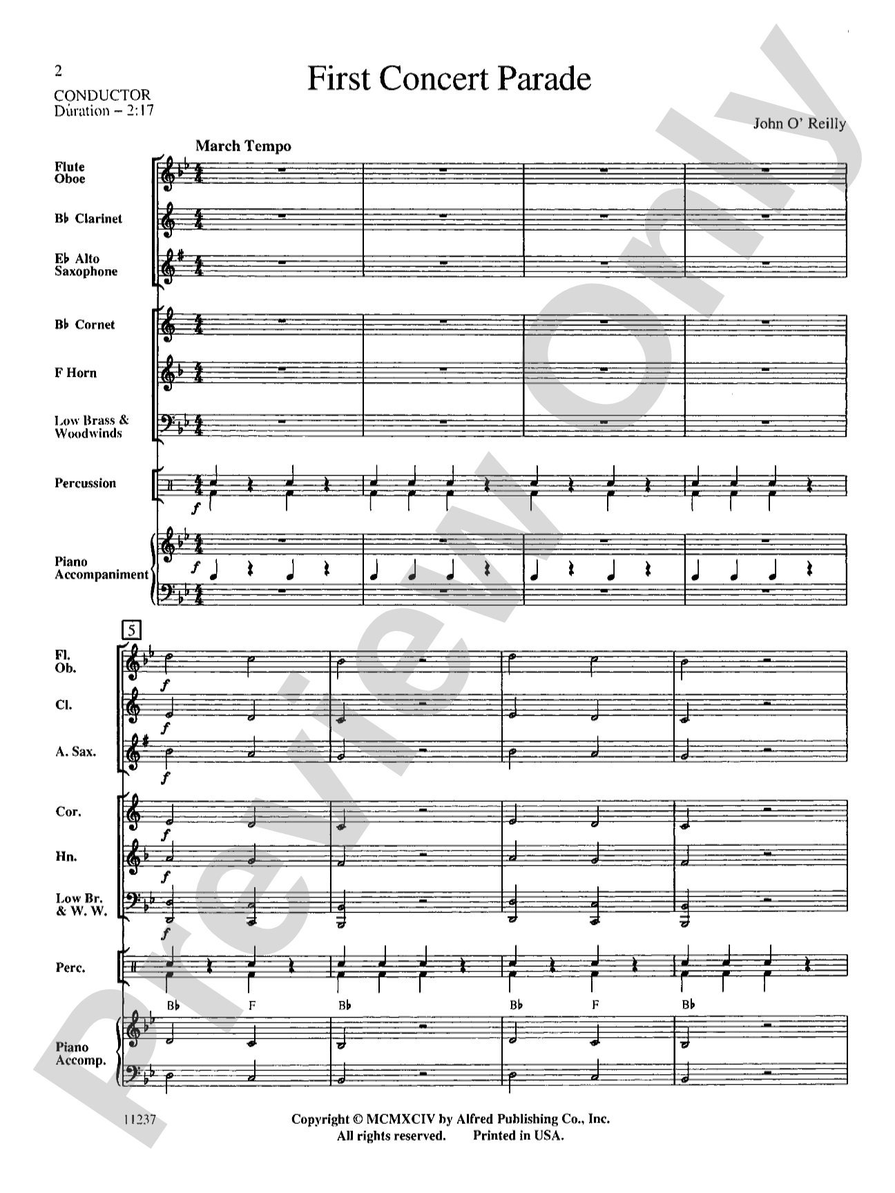 First Concert Parade: Concert Band Conductor Score & Parts