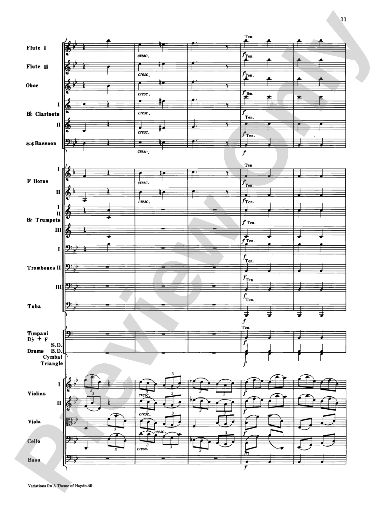 Variations on a Theme of Haydn: Full Orchestra Conductor Score & Parts
