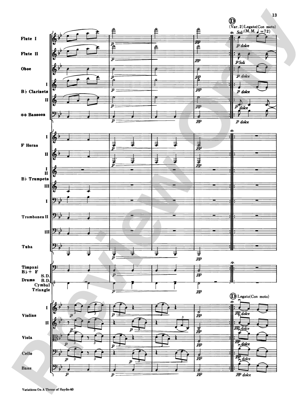 Variations on a Theme of Haydn: Full Orchestra Conductor Score & Parts
