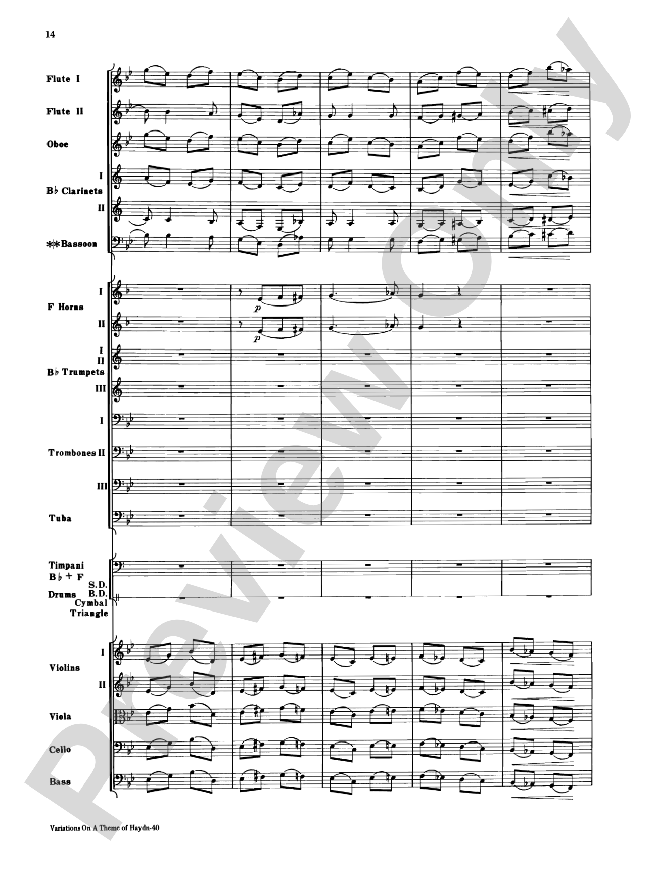 Variations on a Theme of Haydn: Full Orchestra Conductor Score & Parts