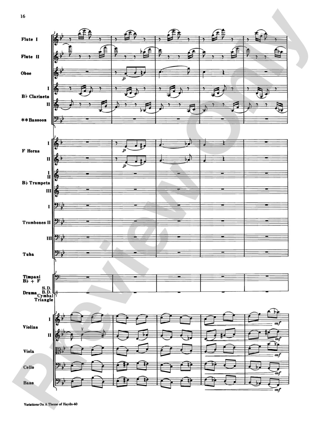 Variations on a Theme of Haydn: Full Orchestra Conductor Score & Parts