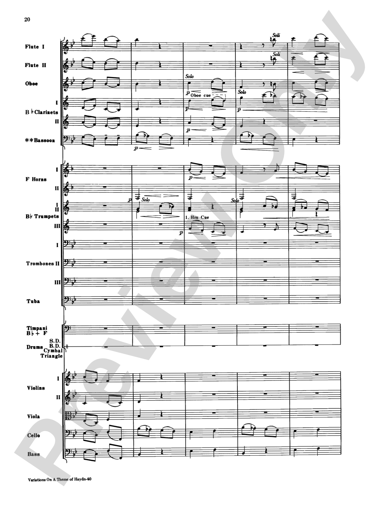 Variations on a Theme of Haydn: Full Orchestra Conductor Score & Parts