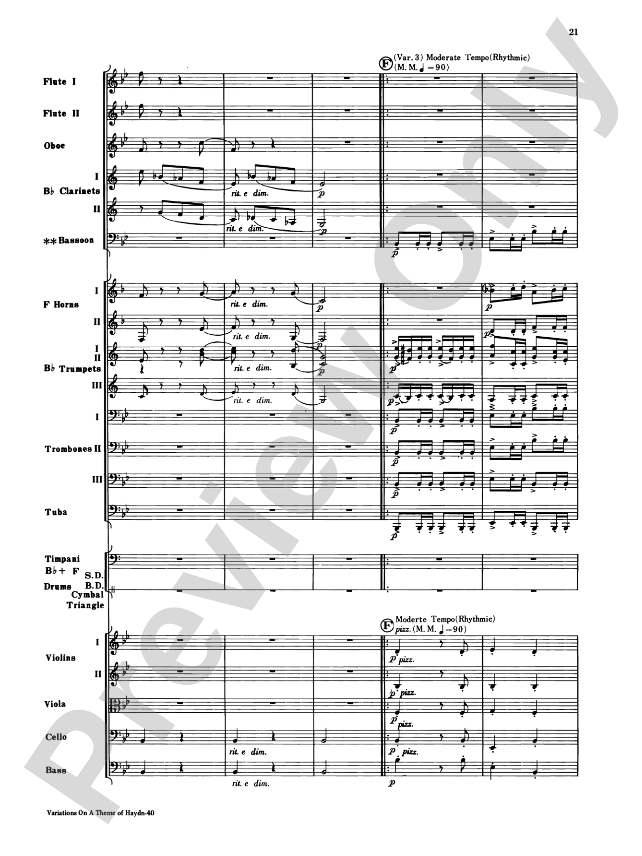 Variations on a Theme of Haydn: Full Orchestra Conductor Score & Parts