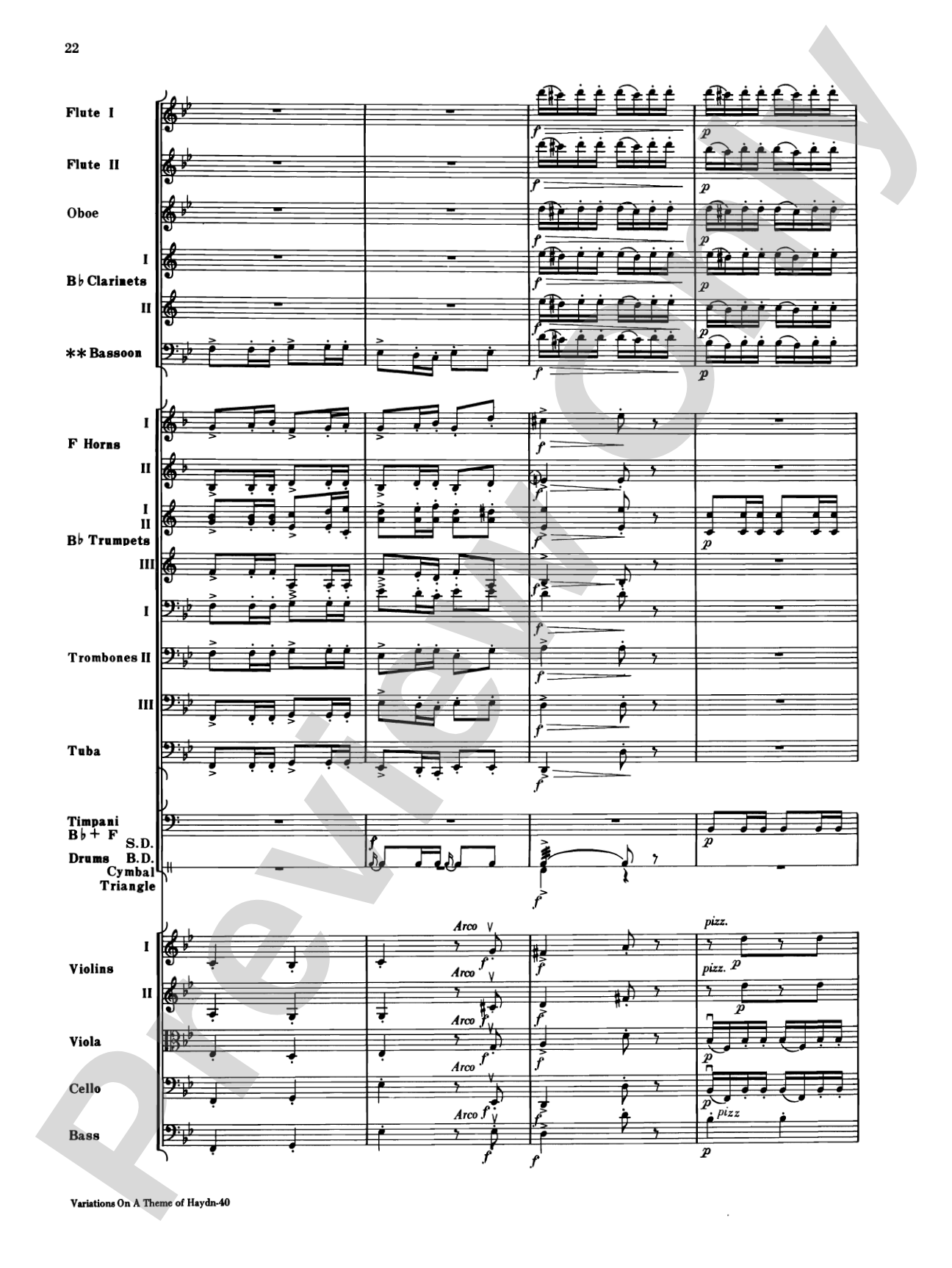 Variations on a Theme of Haydn: Full Orchestra Conductor Score & Parts