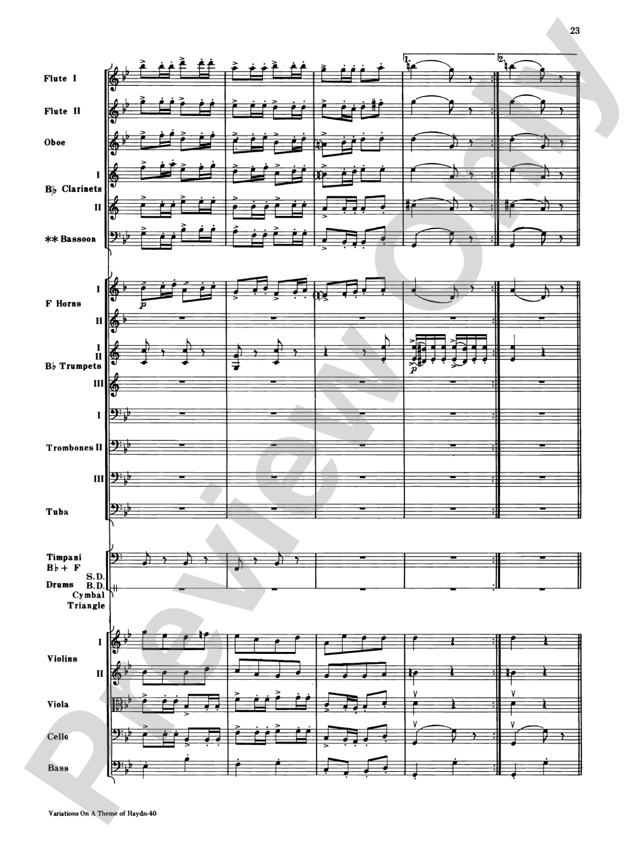 Variations on a Theme of Haydn: Full Orchestra Conductor Score & Parts