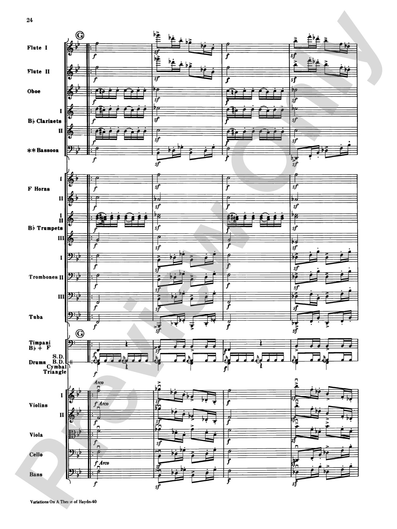 Variations on a Theme of Haydn: Full Orchestra Conductor Score & Parts