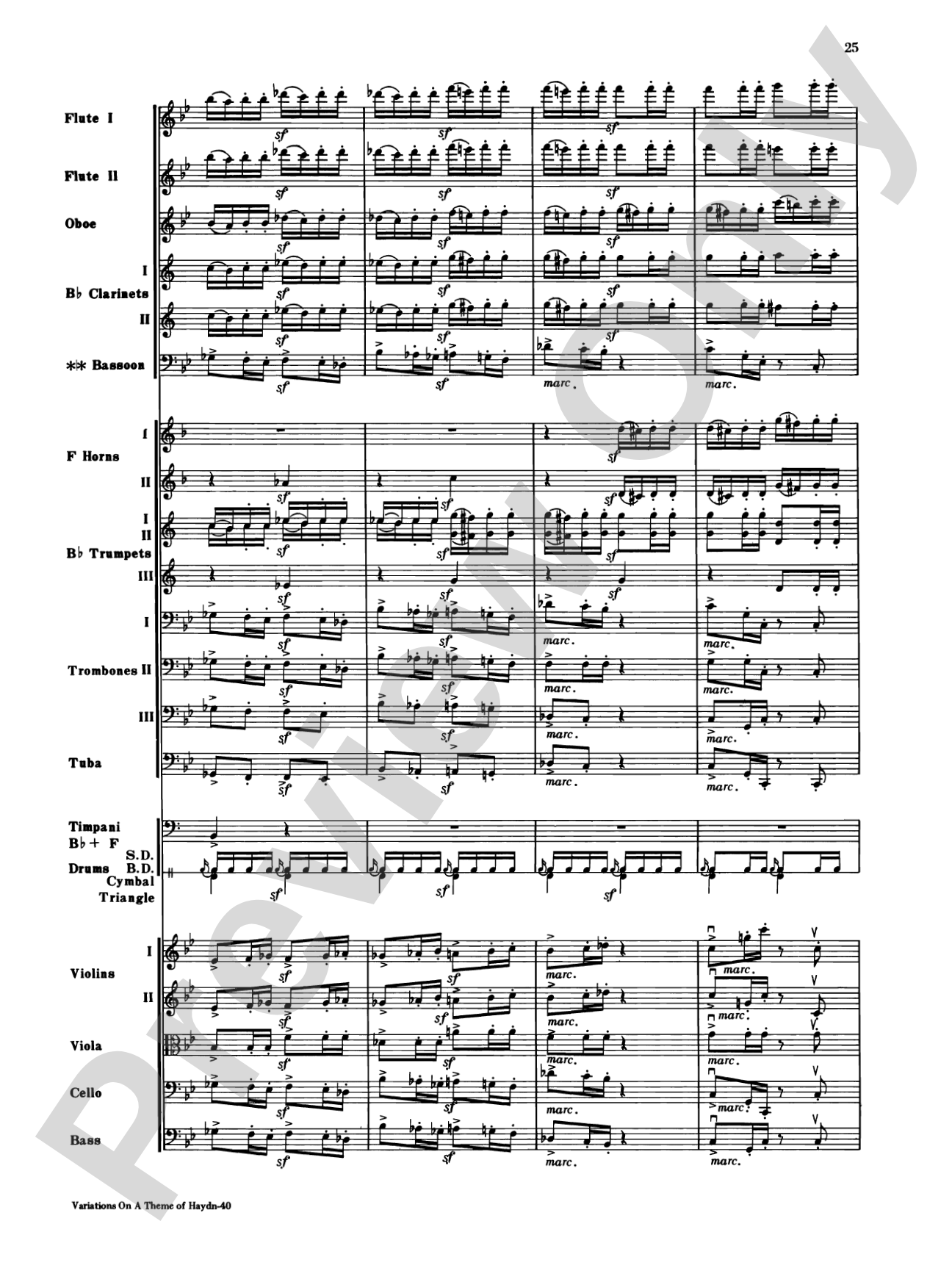 Variations on a Theme of Haydn: Full Orchestra Conductor Score & Parts