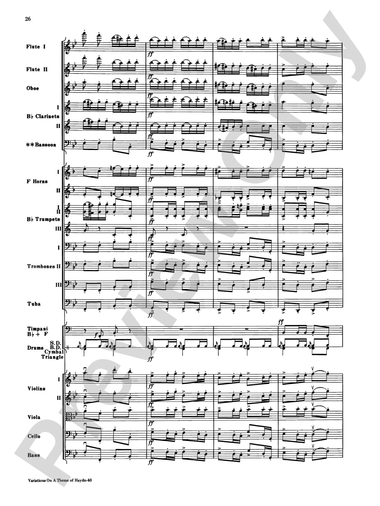 Variations on a Theme of Haydn: Full Orchestra Conductor Score & Parts