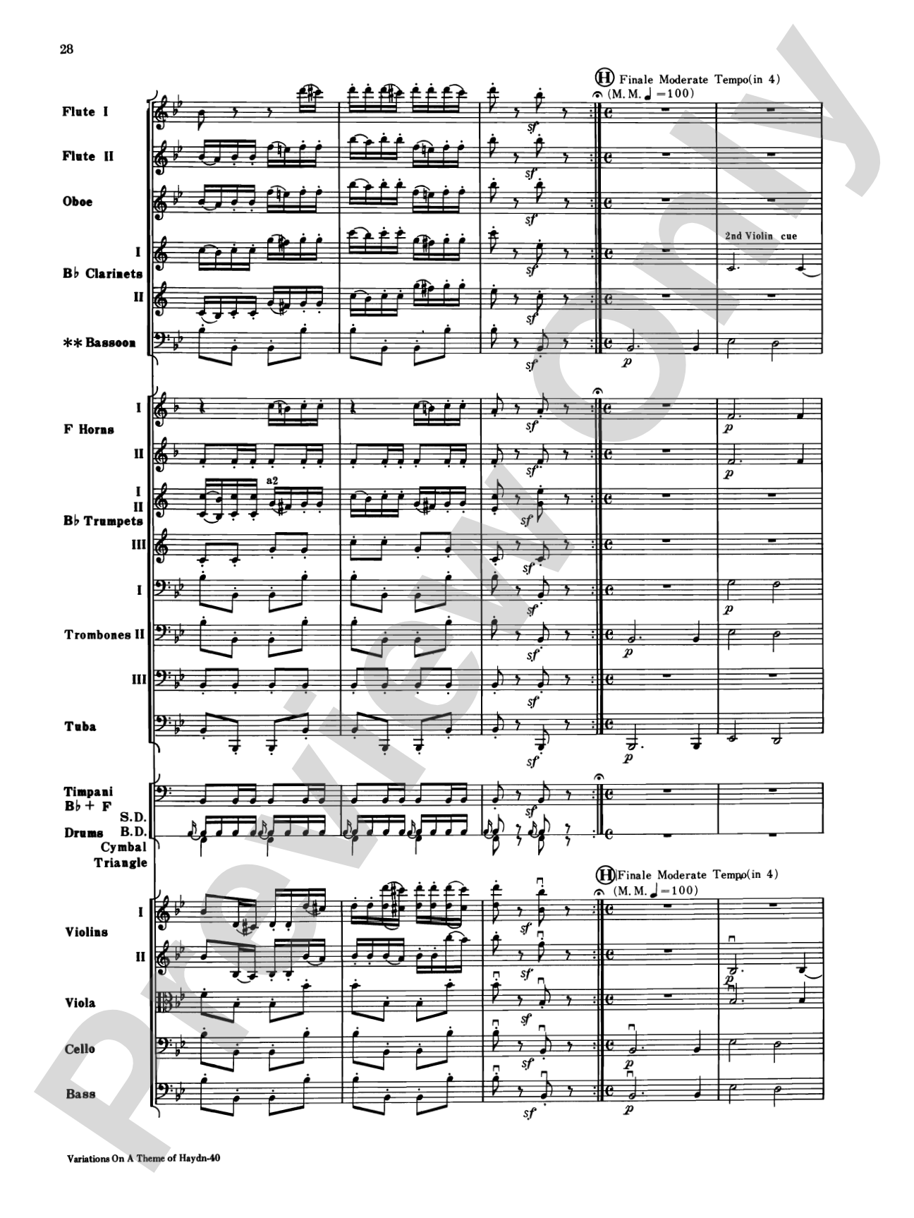 Variations on a Theme of Haydn: Full Orchestra Conductor Score & Parts
