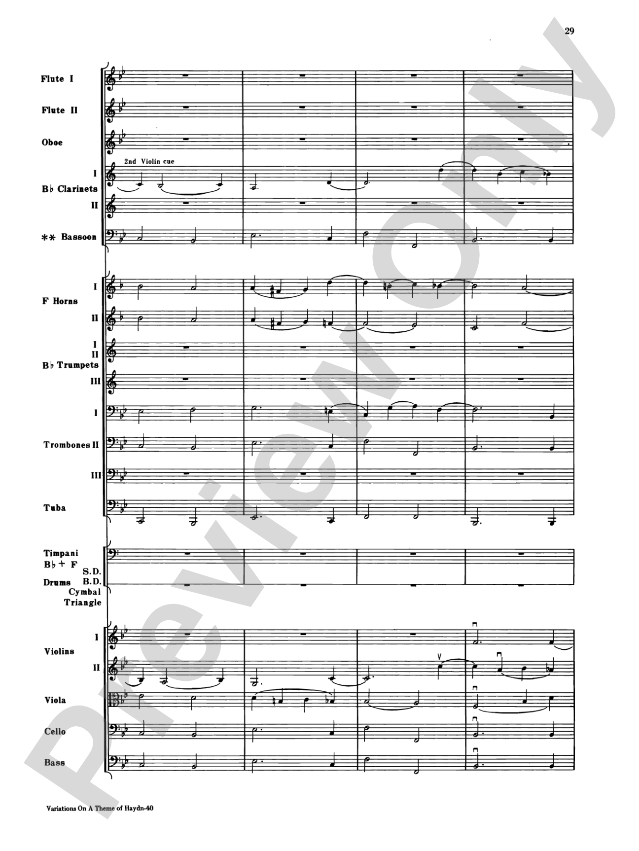 Variations on a Theme of Haydn: Full Orchestra Conductor Score & Parts