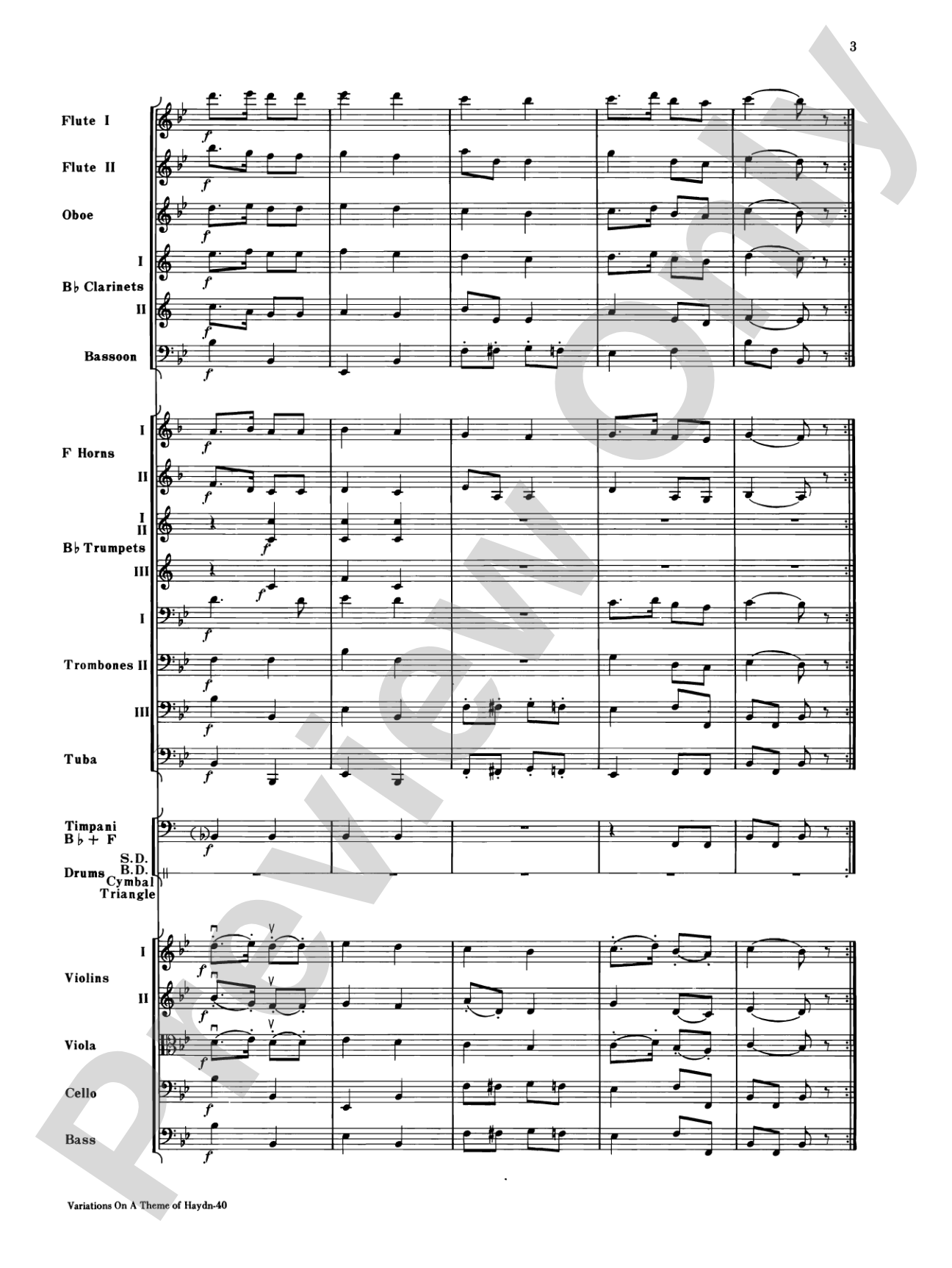 Variations on a Theme of Haydn: Full Orchestra Conductor Score & Parts