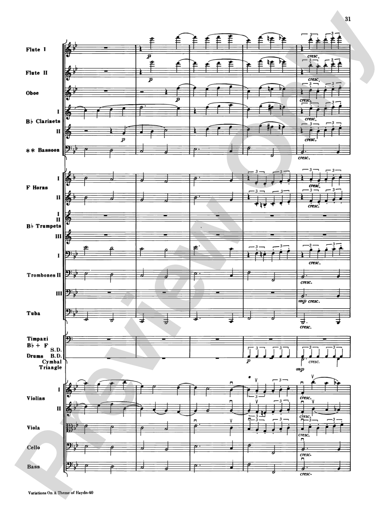 Variations on a Theme of Haydn: Full Orchestra Conductor Score & Parts