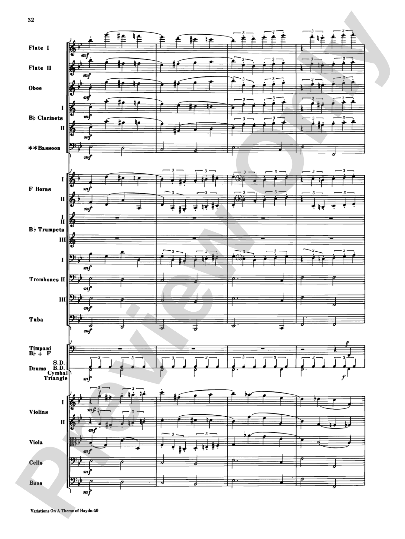 Variations on a Theme of Haydn: Full Orchestra Conductor Score & Parts
