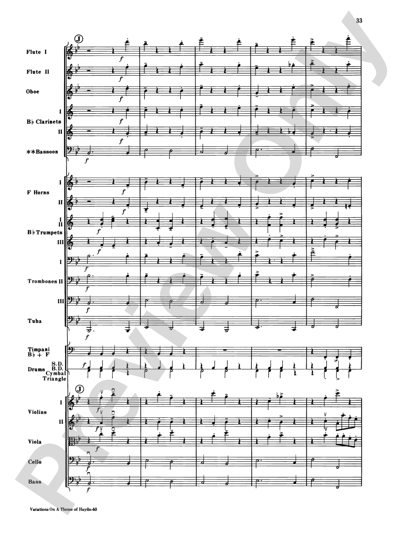 Variations on a Theme of Haydn: Full Orchestra Conductor Score & Parts