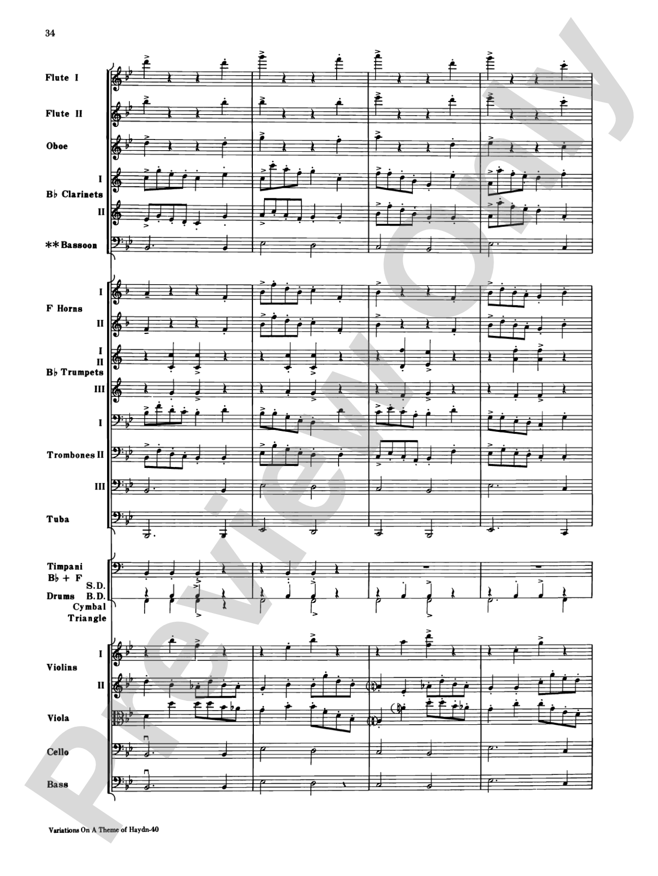 Variations on a Theme of Haydn: Full Orchestra Conductor Score & Parts