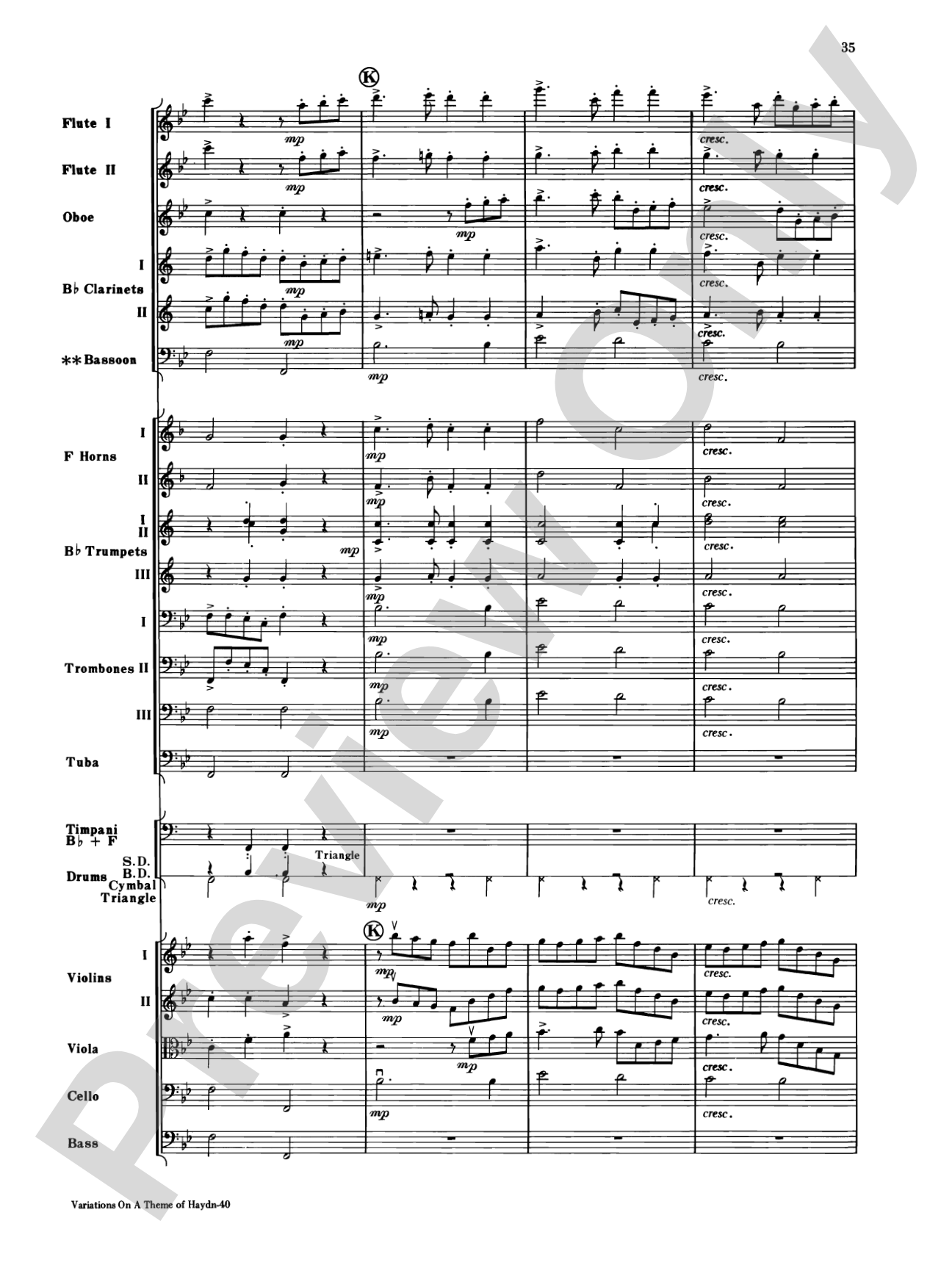 Variations on a Theme of Haydn: Full Orchestra Conductor Score & Parts