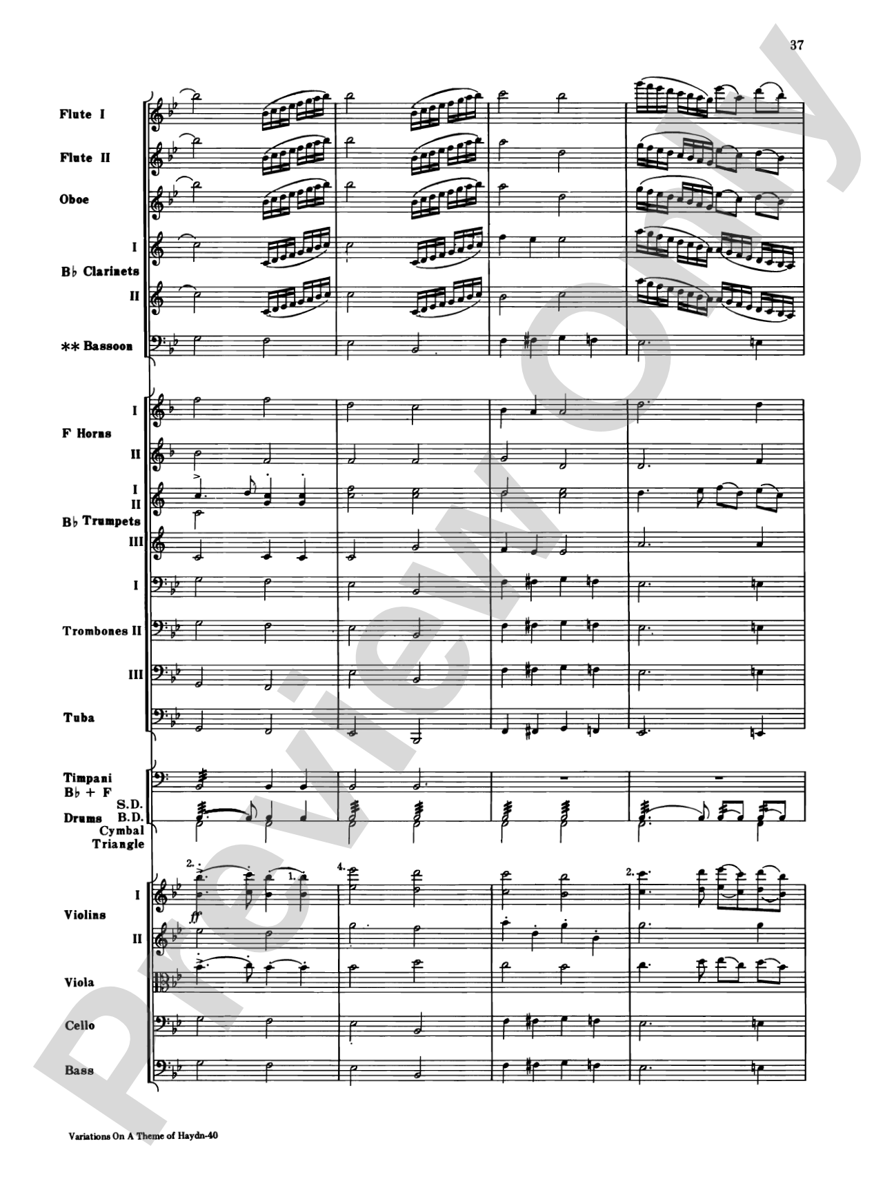 Variations on a Theme of Haydn: Full Orchestra Conductor Score & Parts