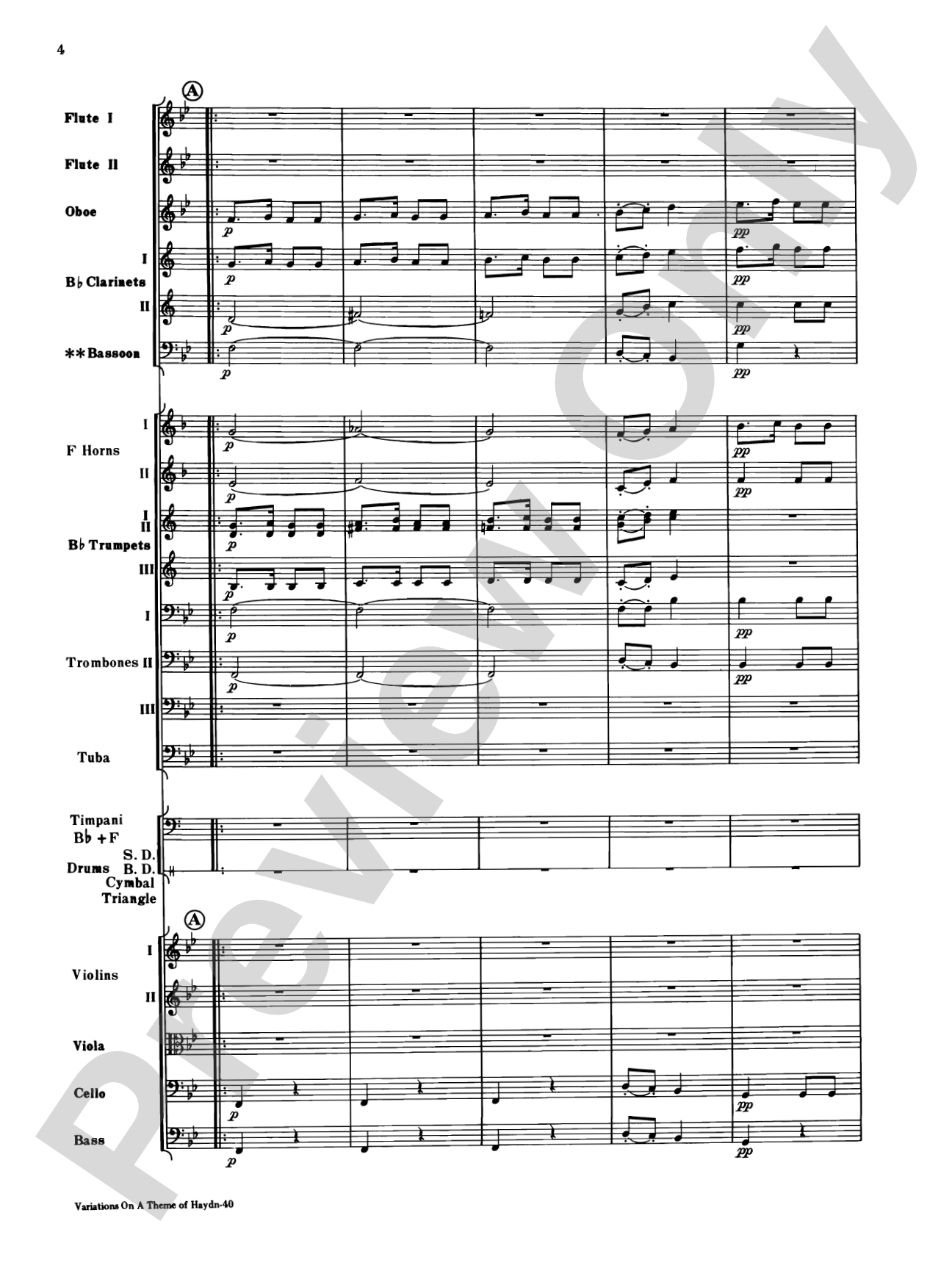 Variations on a Theme of Haydn: Full Orchestra Conductor Score & Parts