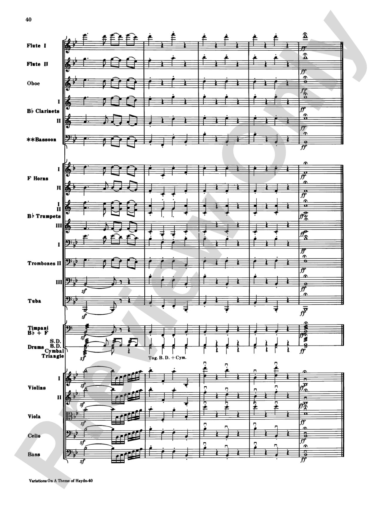 Variations on a Theme of Haydn: Full Orchestra Conductor Score & Parts