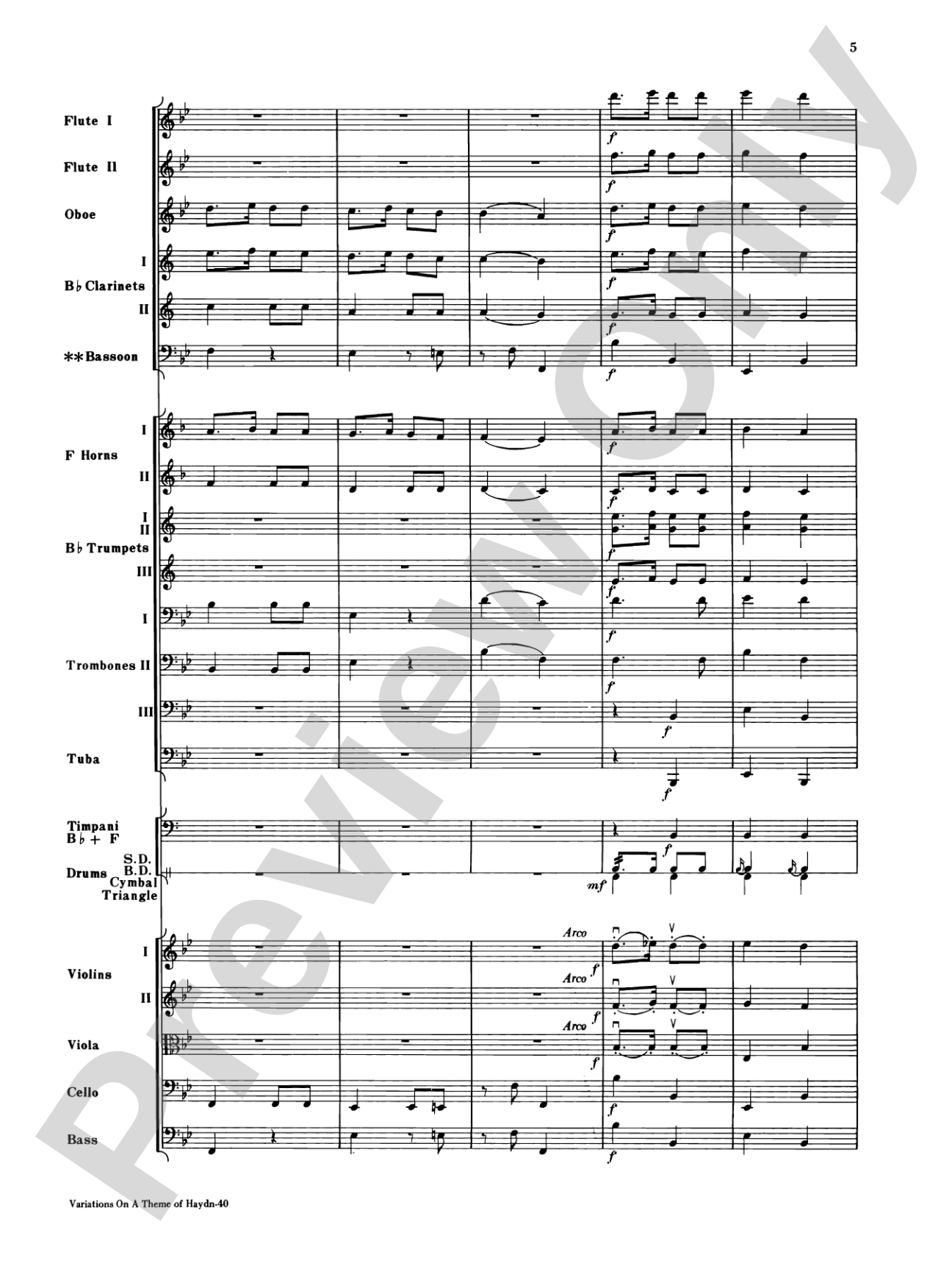 Variations on a Theme of Haydn: Full Orchestra Conductor Score & Parts