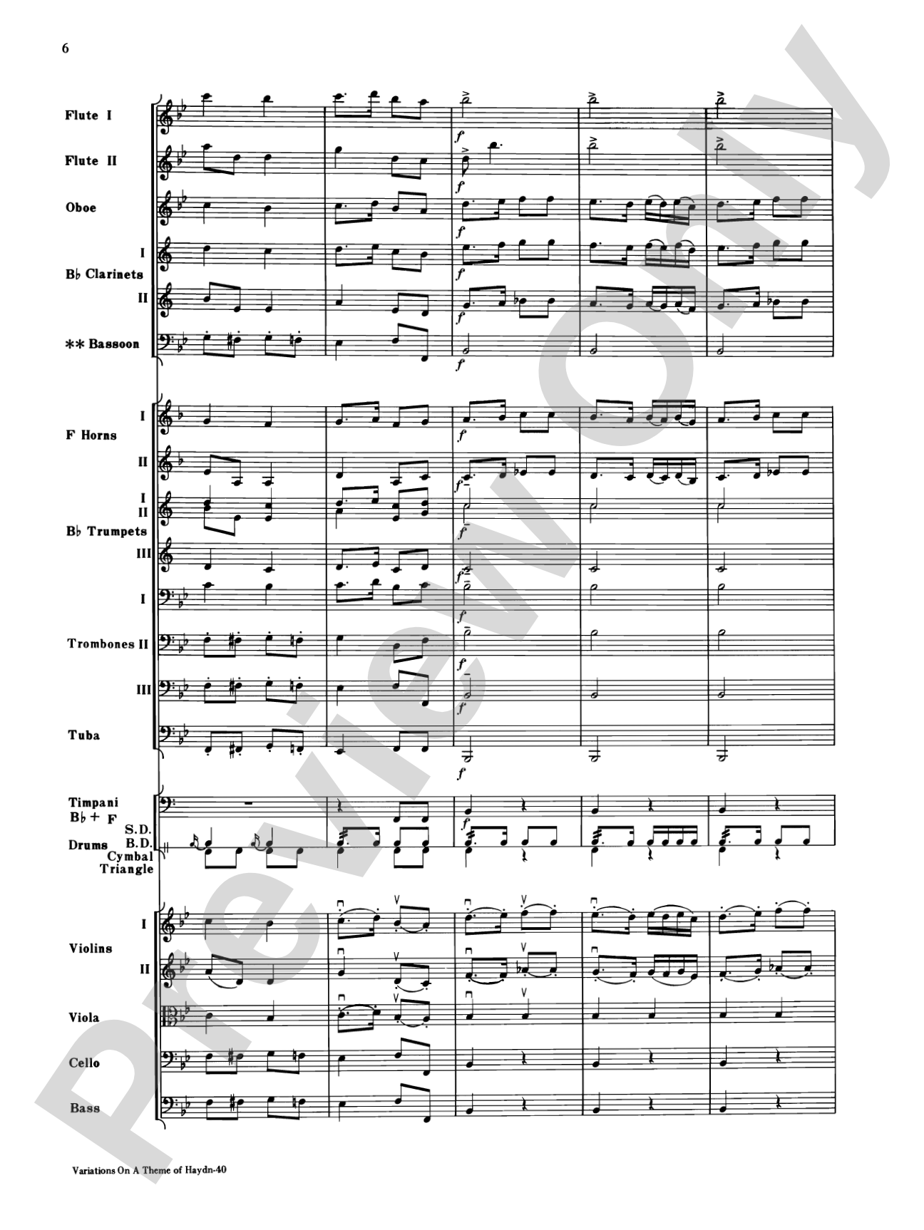 Variations on a Theme of Haydn: Full Orchestra Conductor Score & Parts