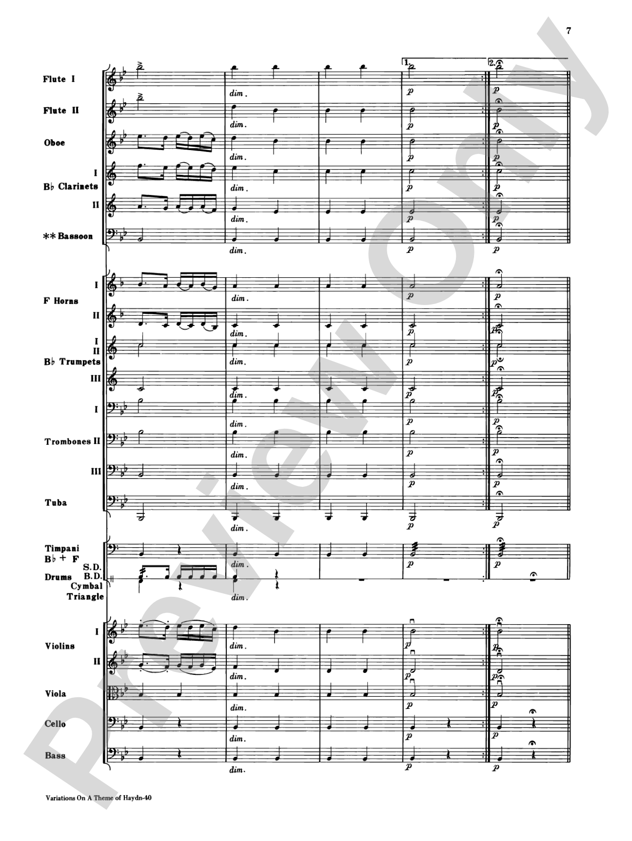 Variations on a Theme of Haydn: Full Orchestra Conductor Score & Parts