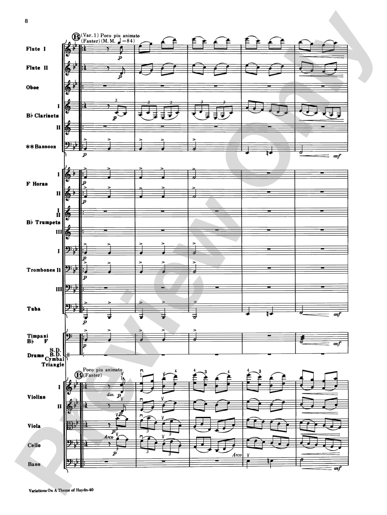Variations on a Theme of Haydn: Full Orchestra Conductor Score & Parts
