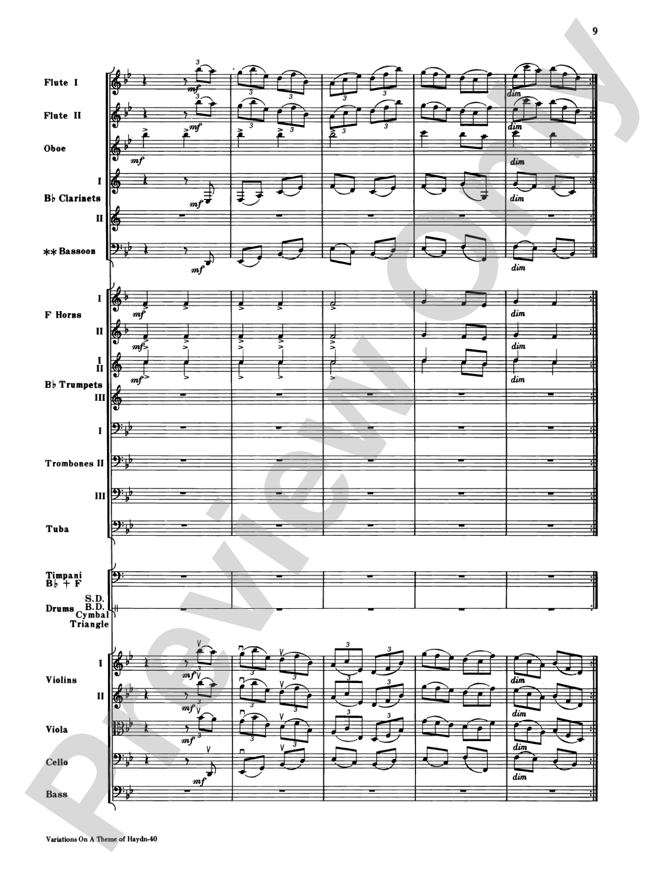Variations on a Theme of Haydn: Full Orchestra Conductor Score & Parts