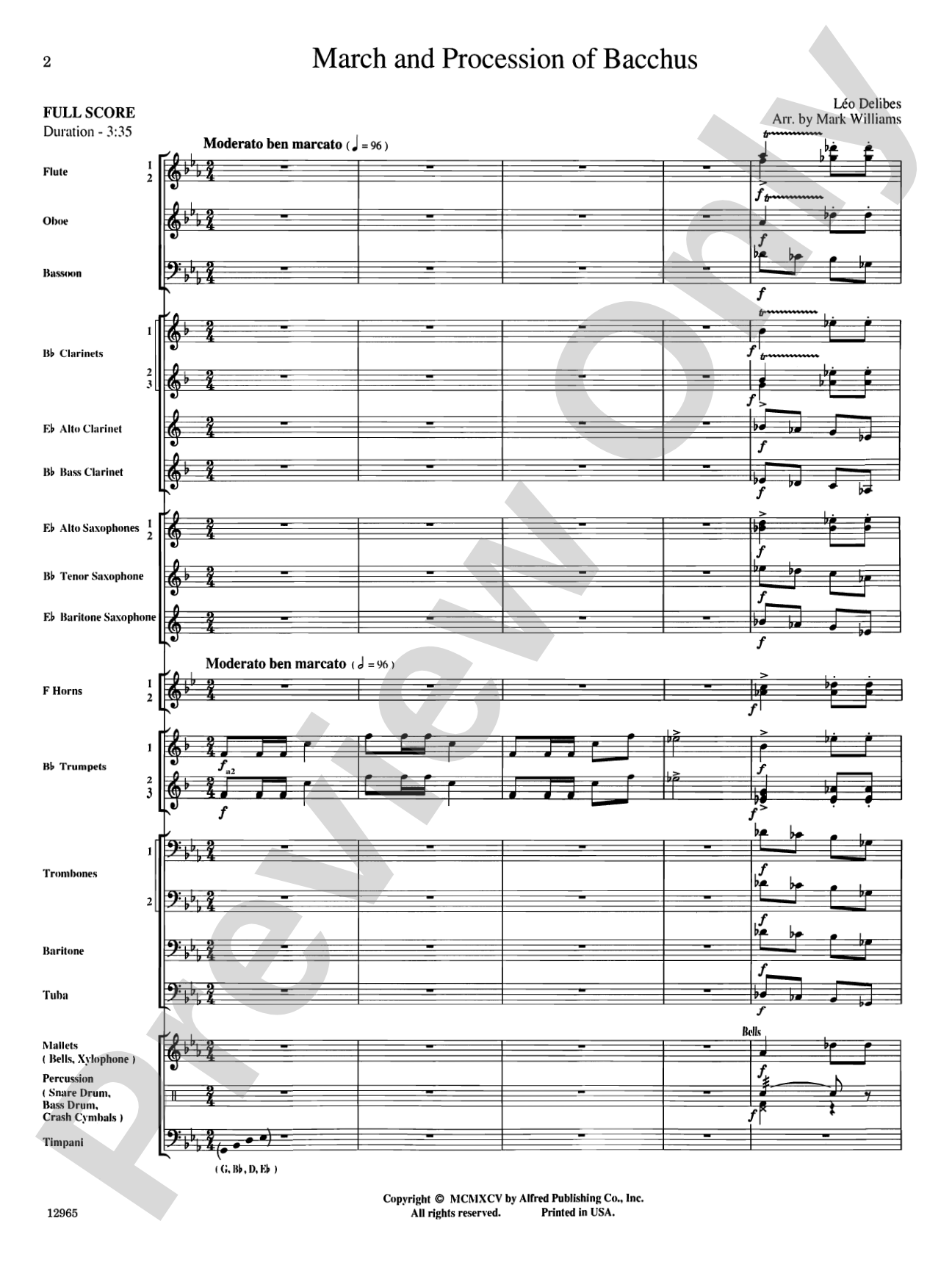 March and Procession of Bacchus: Concert Band Conductor Score & Parts