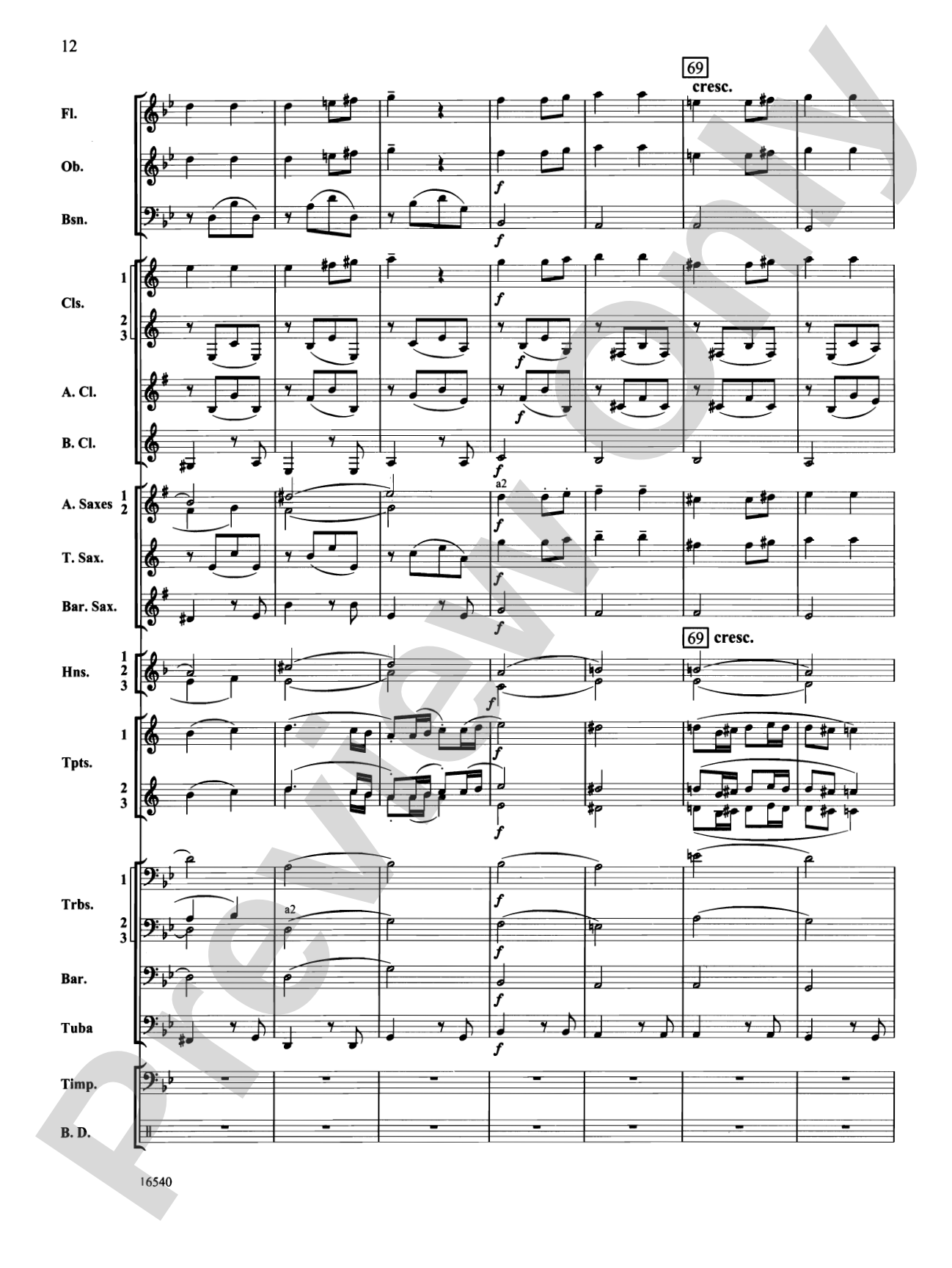 Symphony No. 7 (Second Movement): Concert Band Conductor Score & Parts