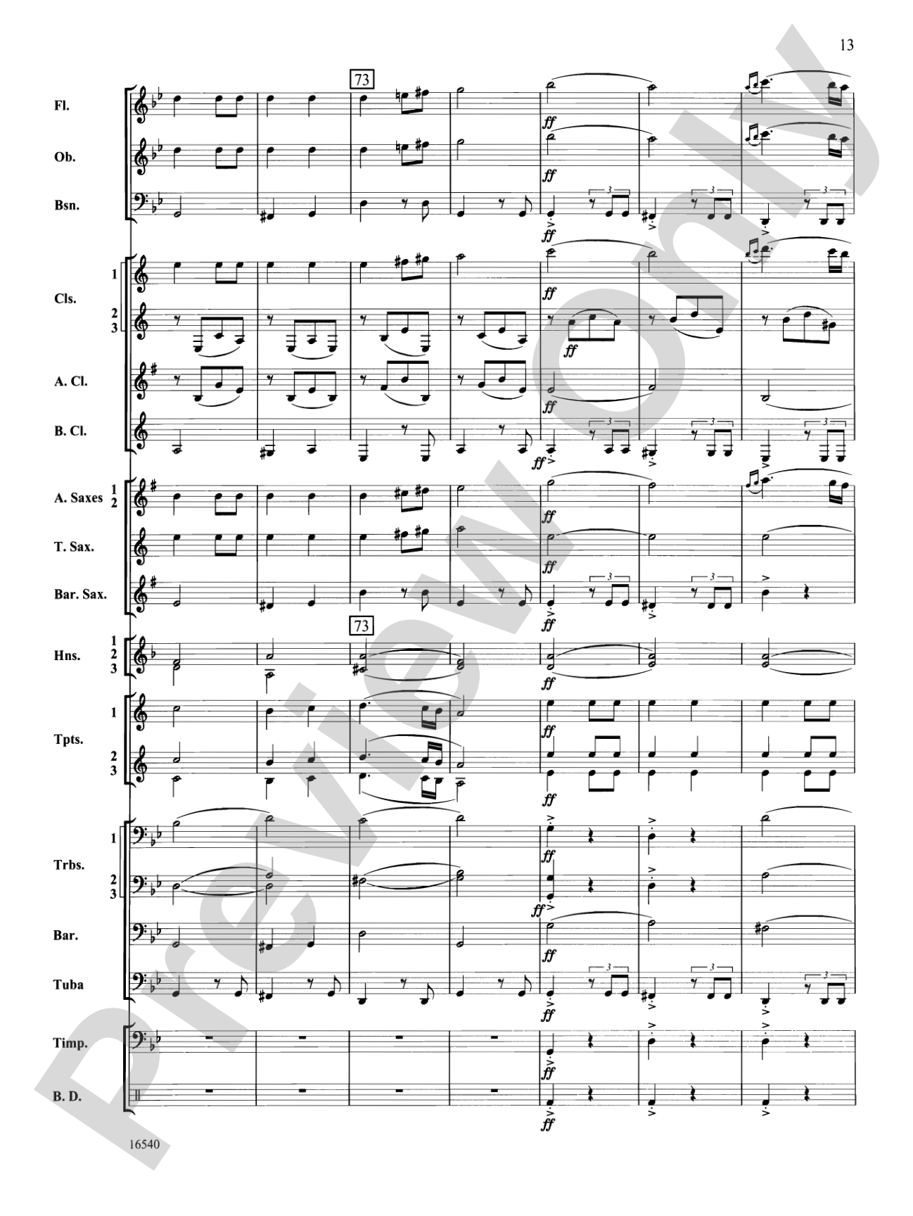 Symphony No. 7 (Second Movement): Concert Band Conductor Score & Parts