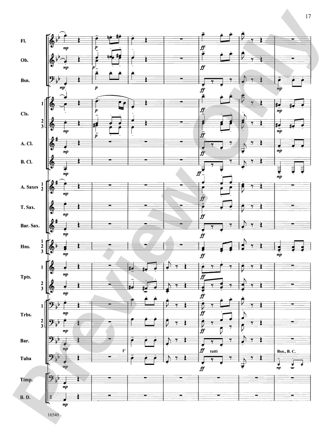 Symphony No. 7 (Second Movement): Concert Band Conductor Score & Parts