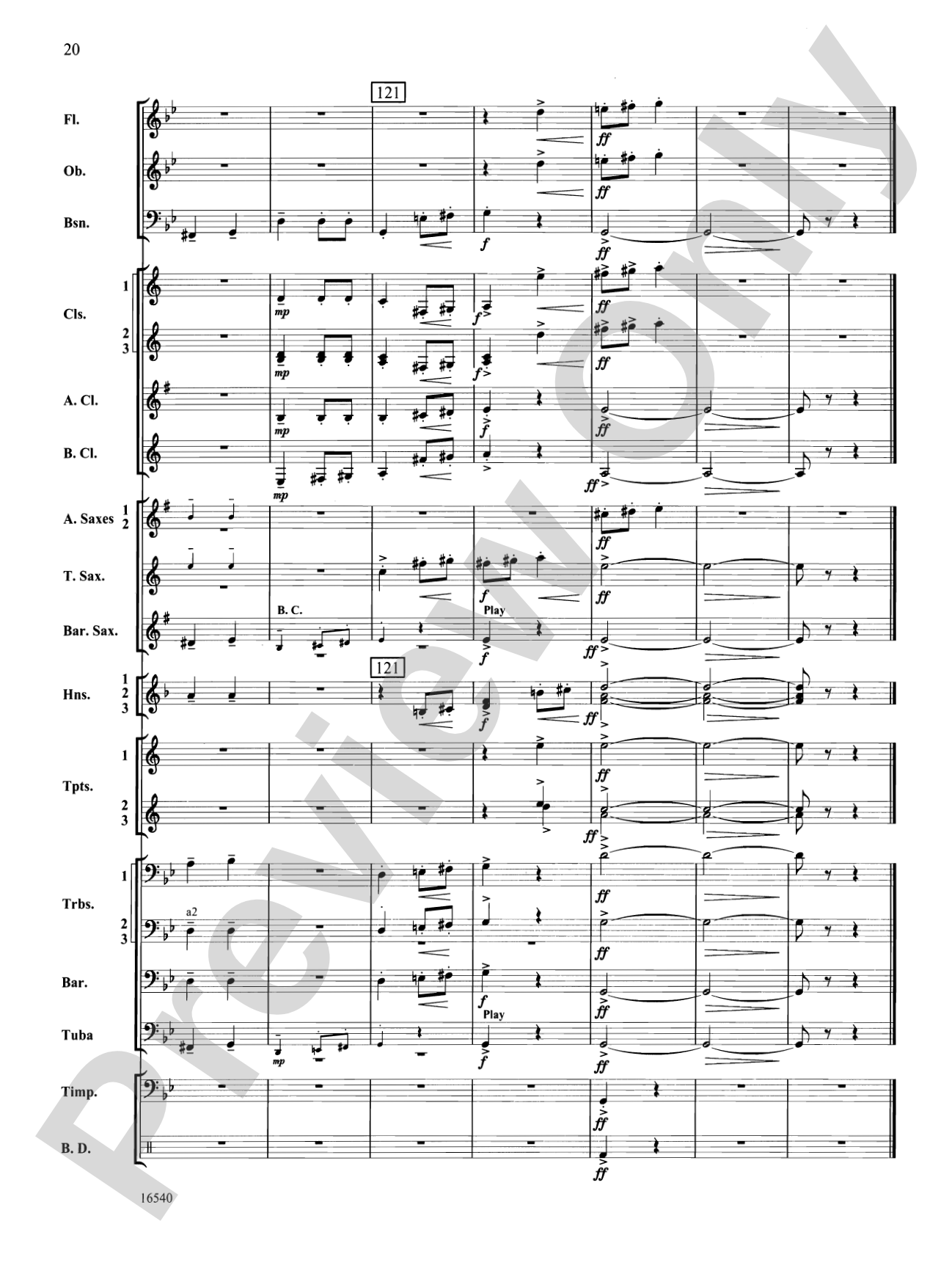 Symphony No. 7 (Second Movement): Concert Band Conductor Score & Parts