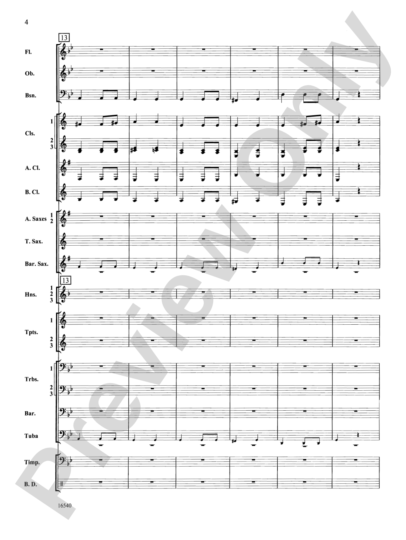 Symphony No. 7 (Second Movement): Concert Band Conductor Score & Parts