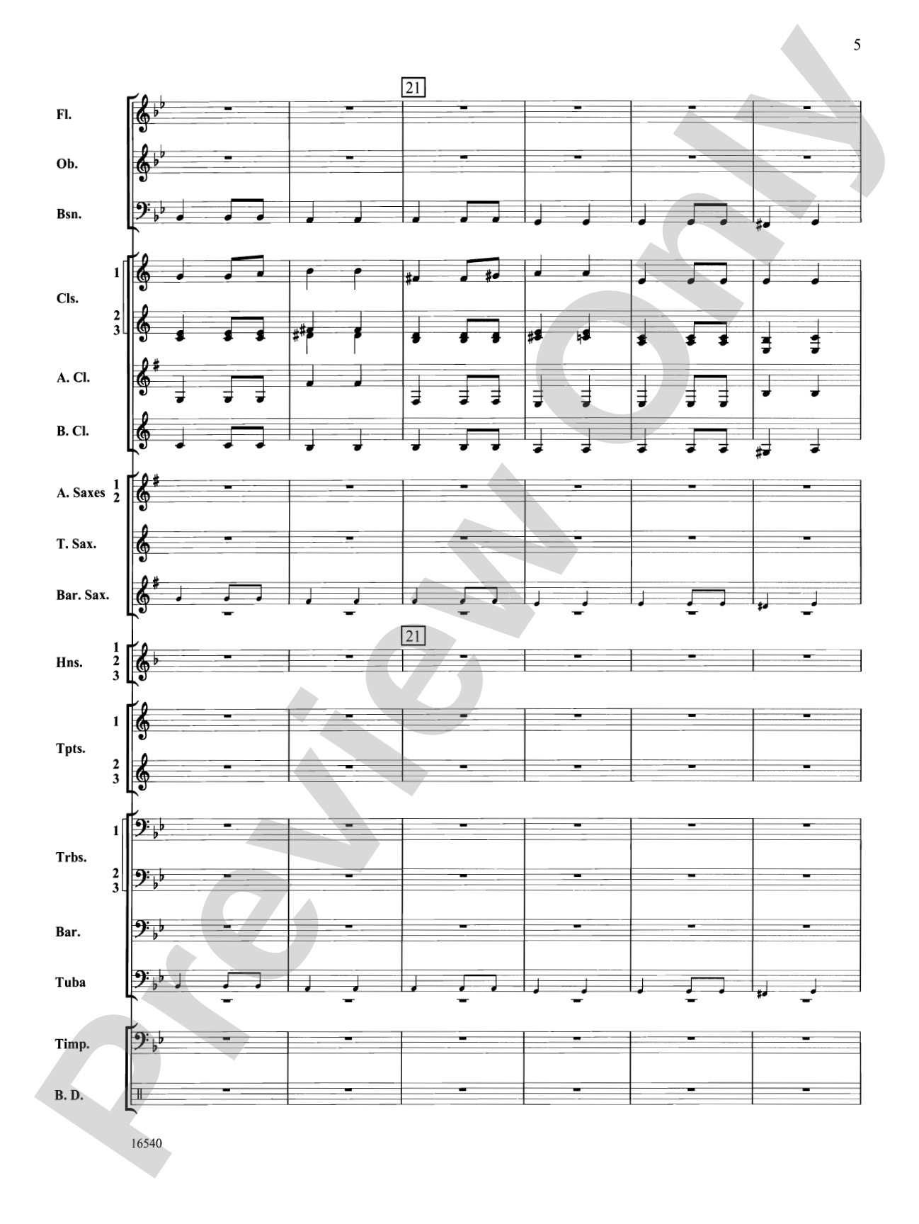 Symphony No. 7 (Second Movement): Concert Band Conductor Score & Parts