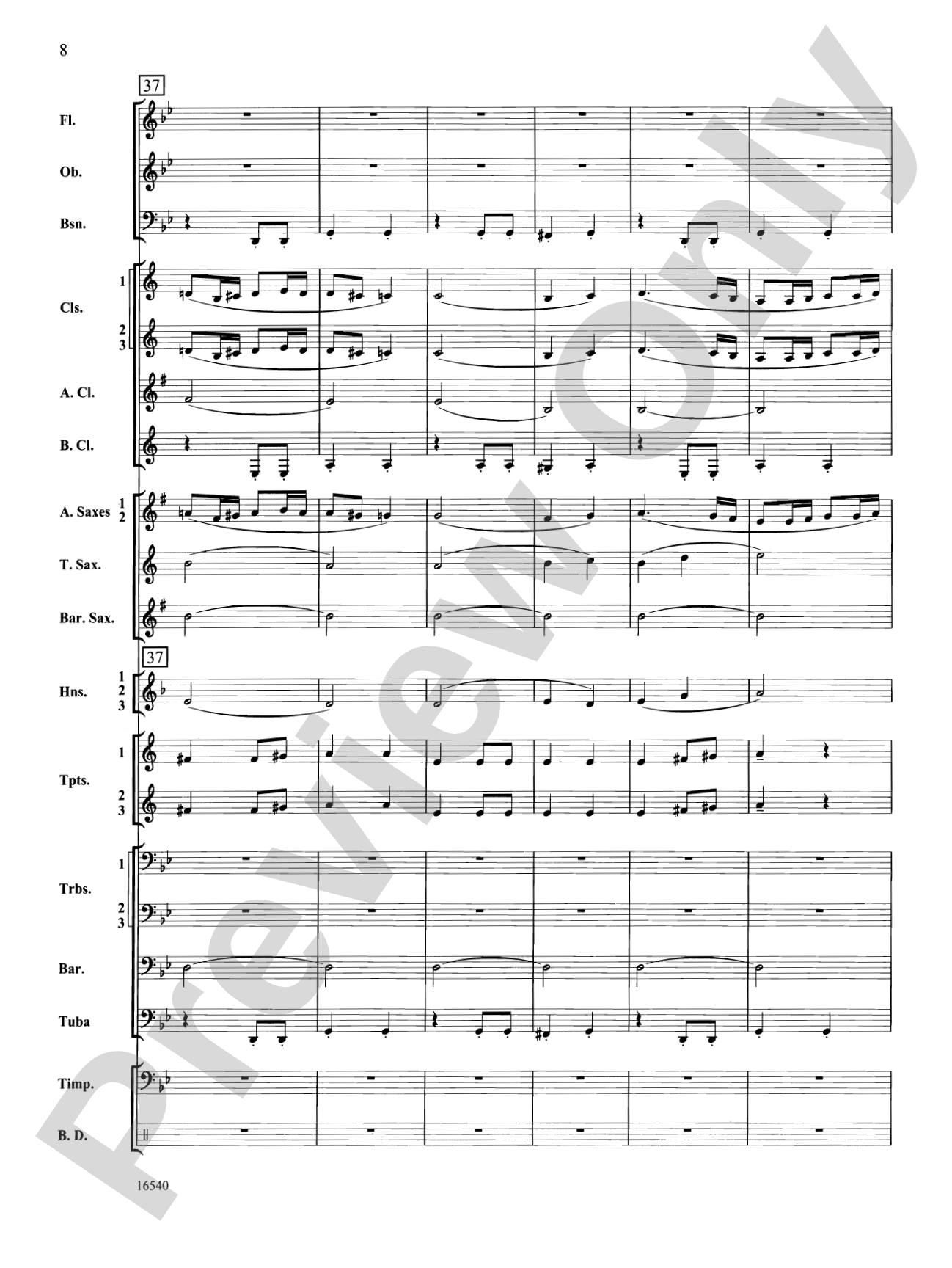 Symphony No. 7 (Second Movement): Concert Band Conductor Score & Parts