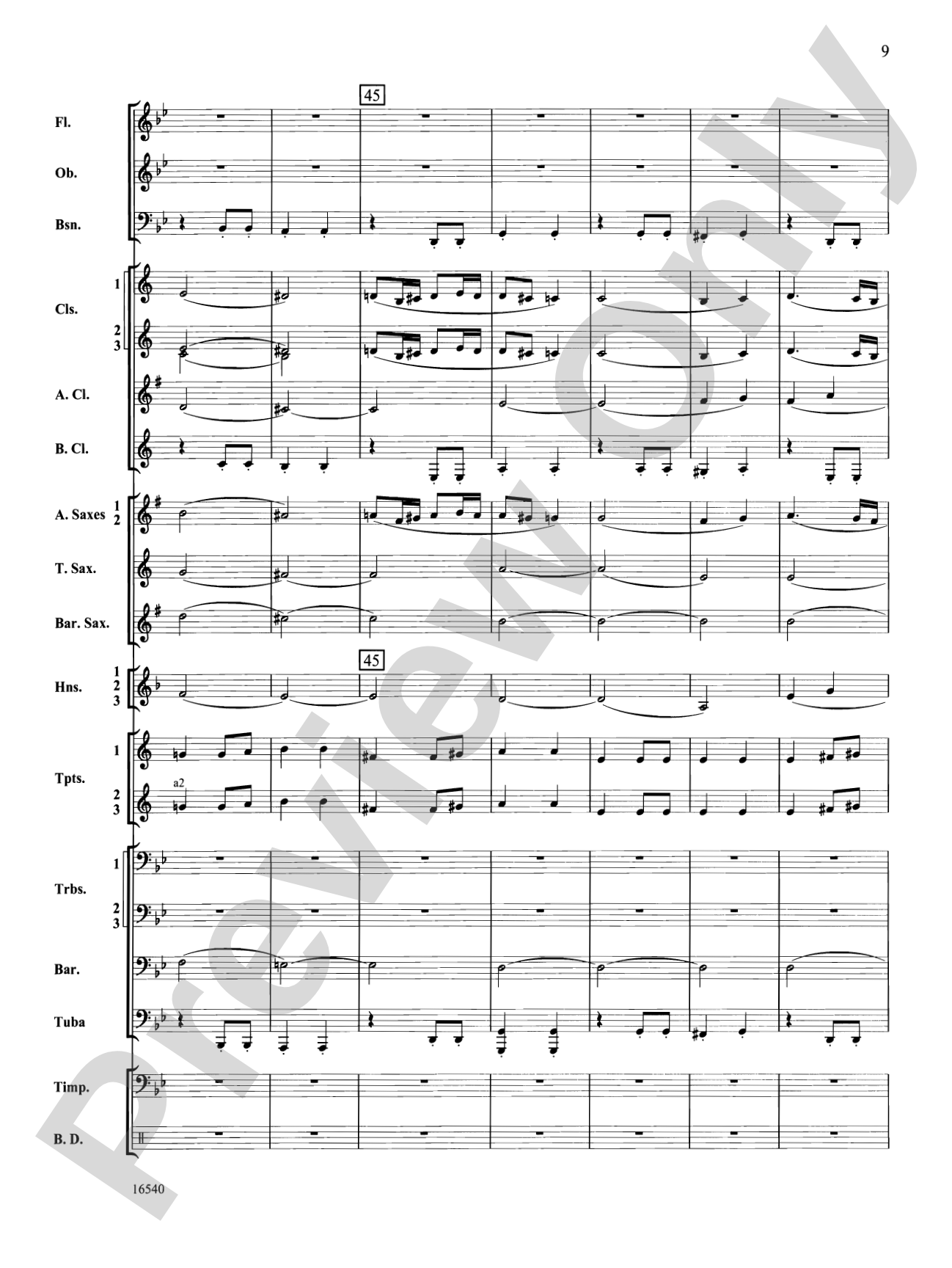 Symphony No. 7 (Second Movement): Concert Band Conductor Score & Parts