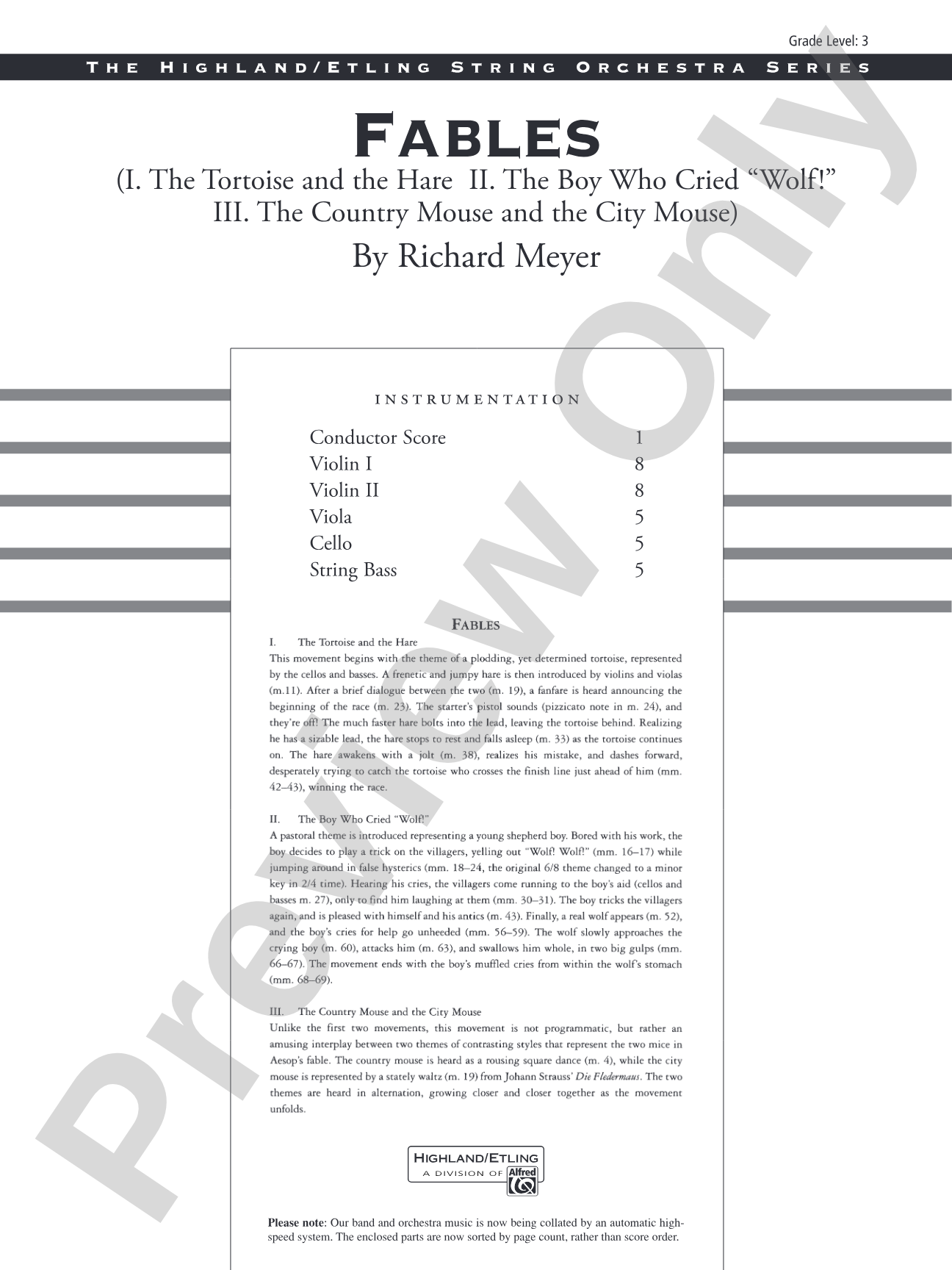 Fables: String Orchestra Conductor Score & Parts