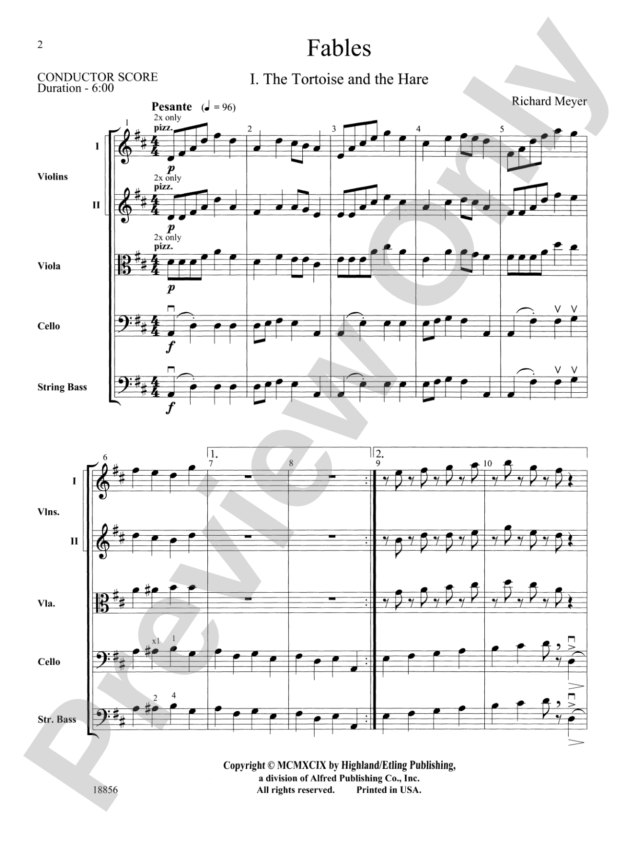 Fables: String Orchestra Conductor Score & Parts